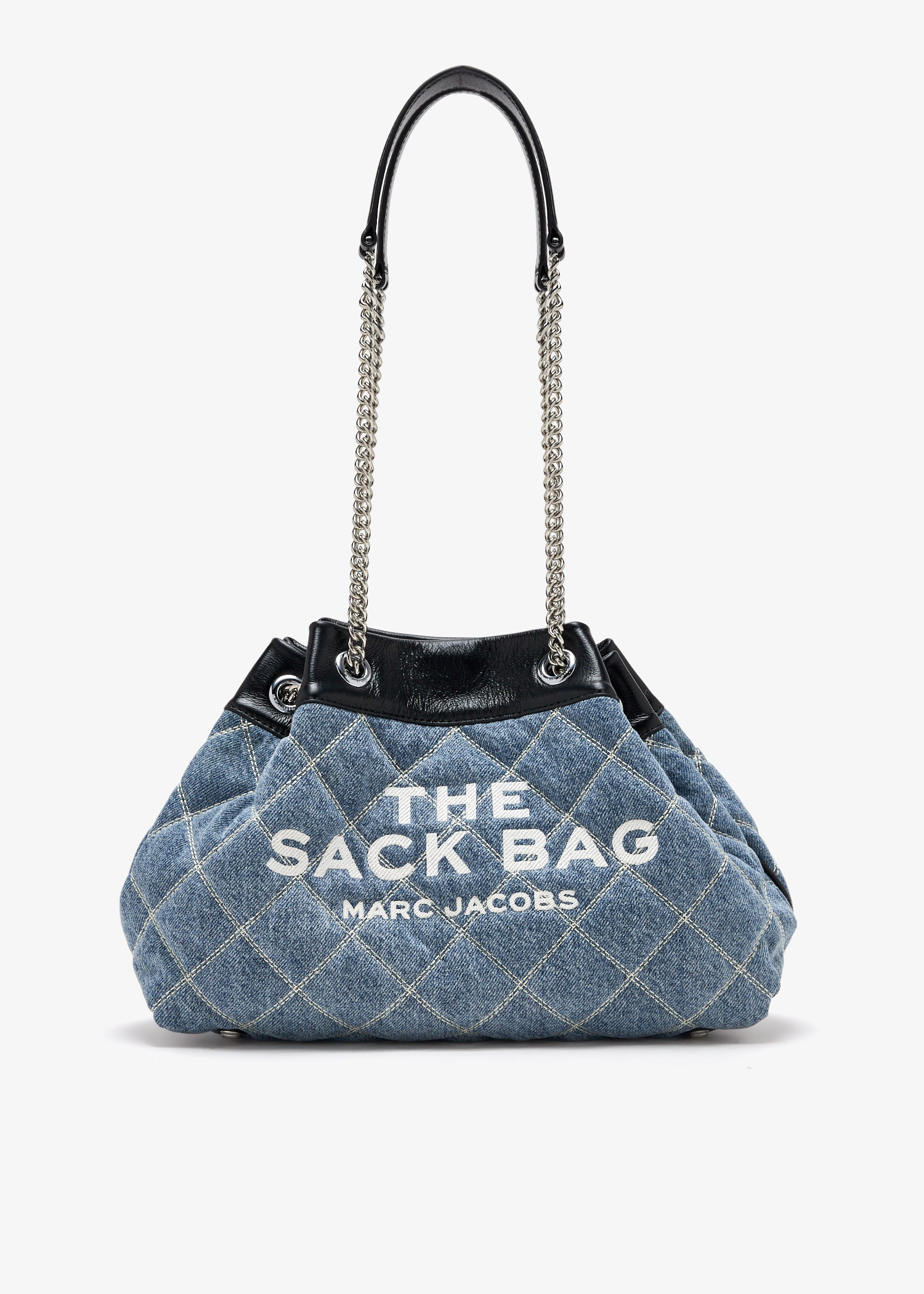 

The Quilted Denim Chain Sack bag, Blue