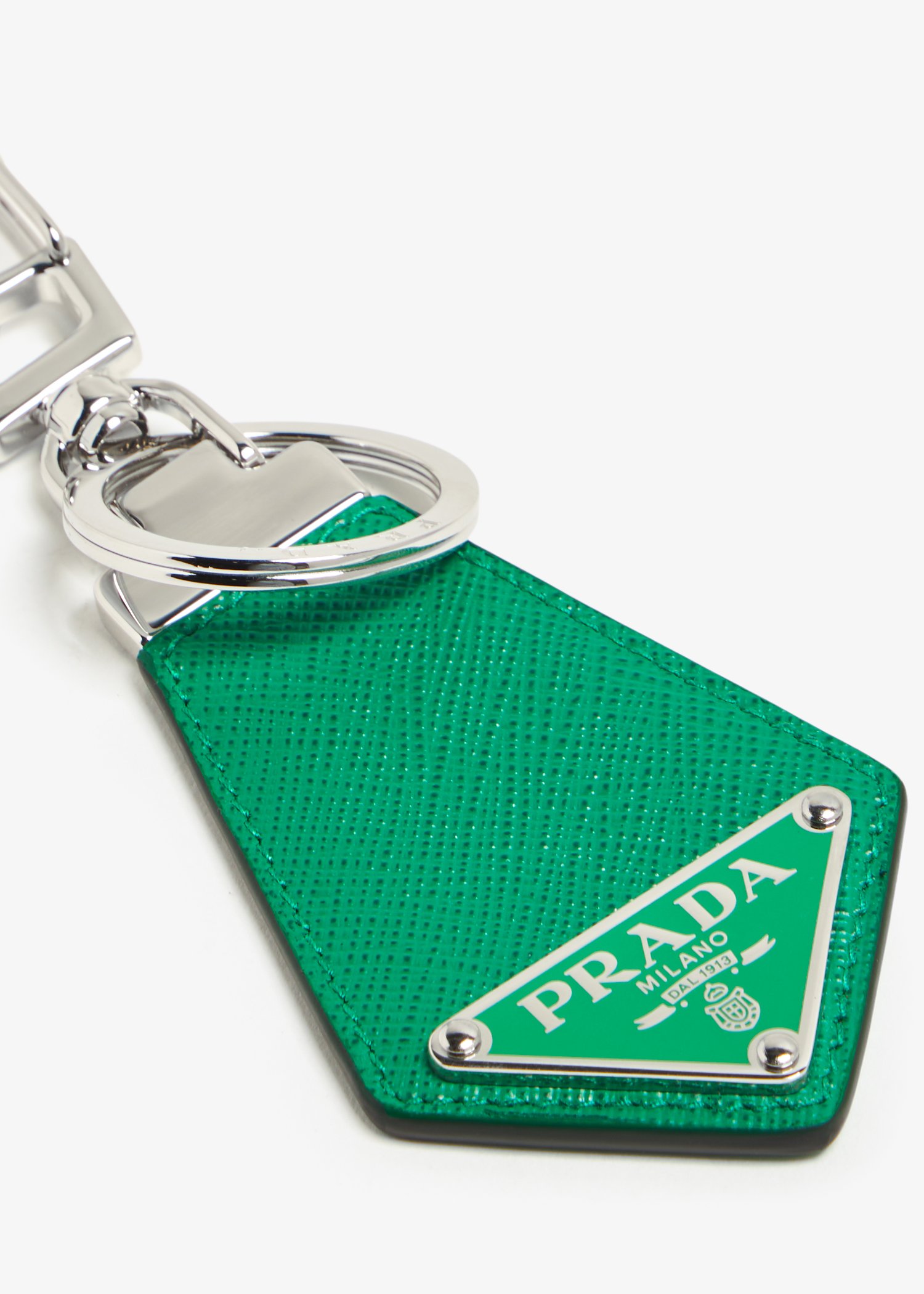 

Saffiano leather keychain, Green