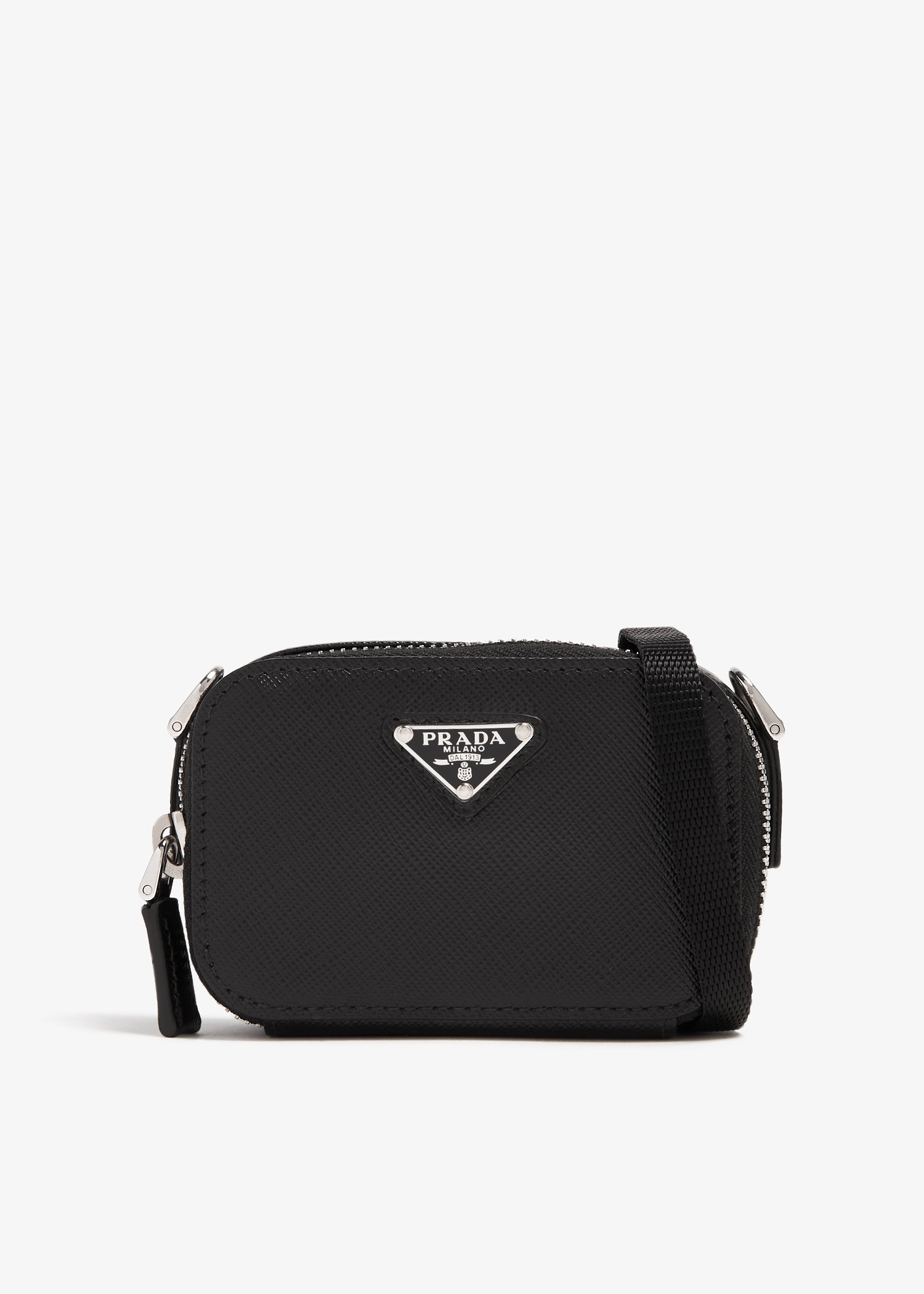 

Saffiano leather mini pouch, Black