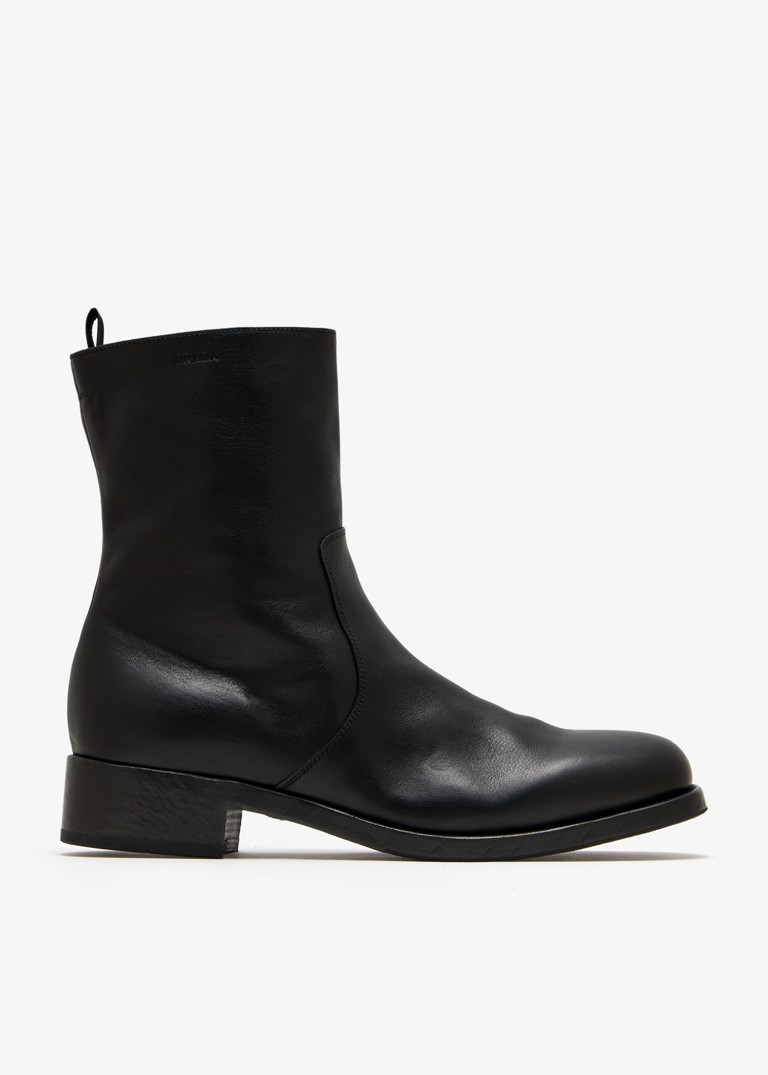 

Leather zipper boots, Black