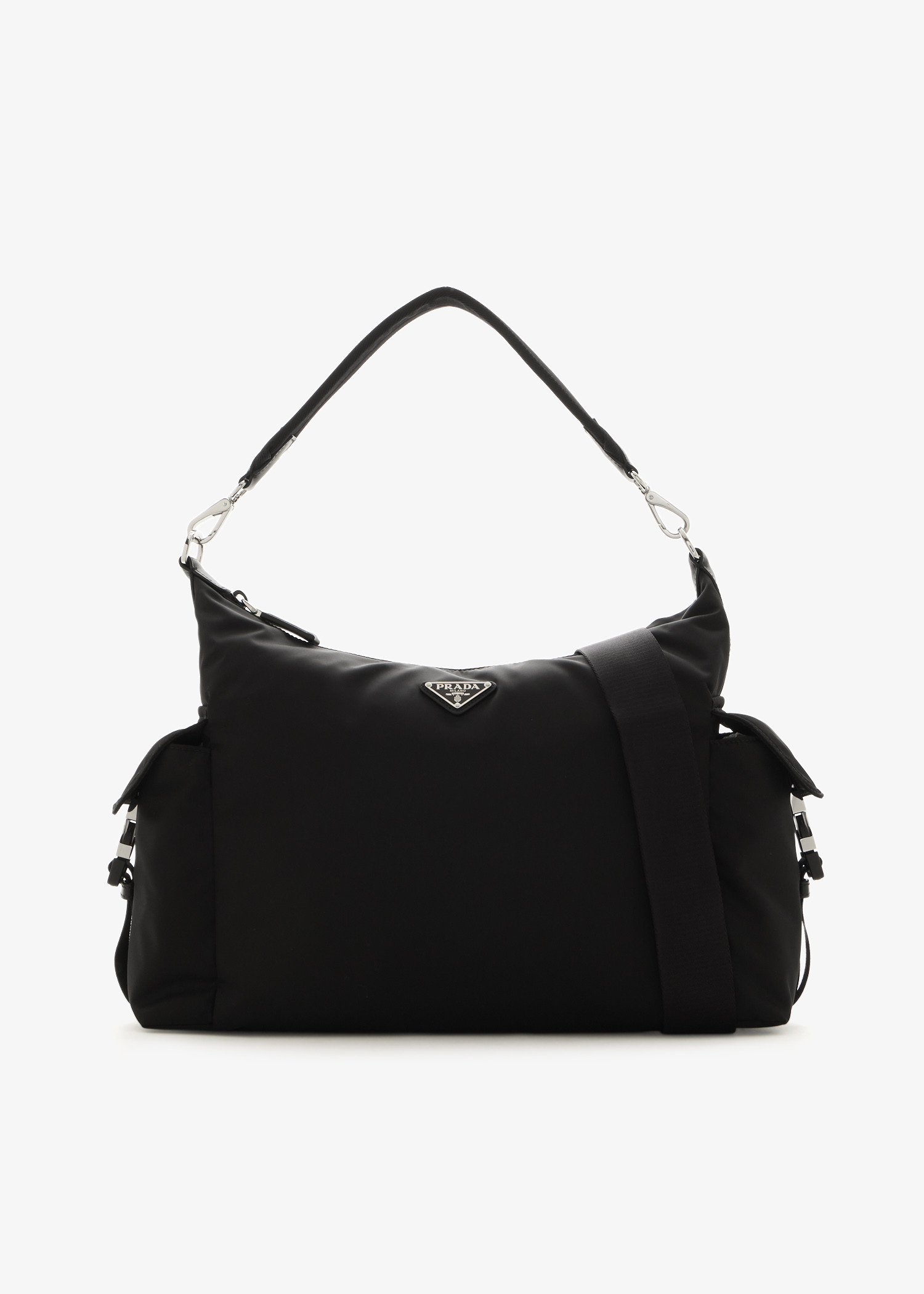 

Prada Explore Re-Nylon and leather bag, Black