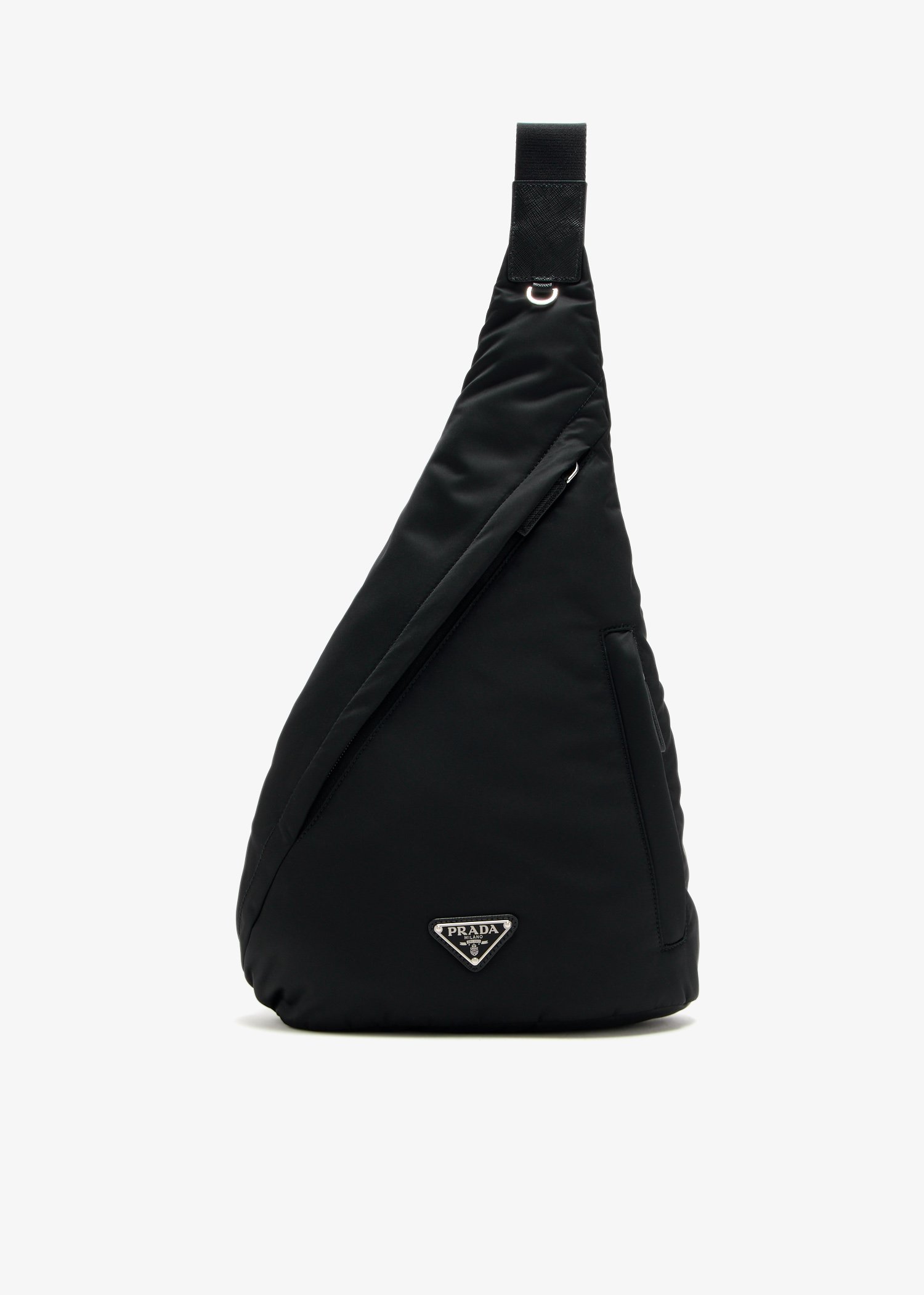

Re-Nylon and leather backpack, Black
