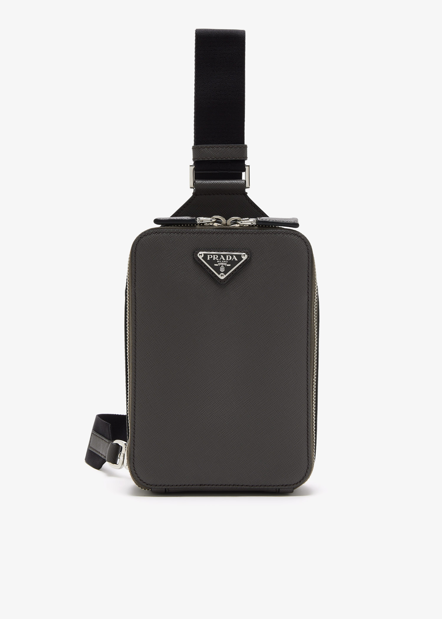 

Brique Saffiano leather bag, Grey