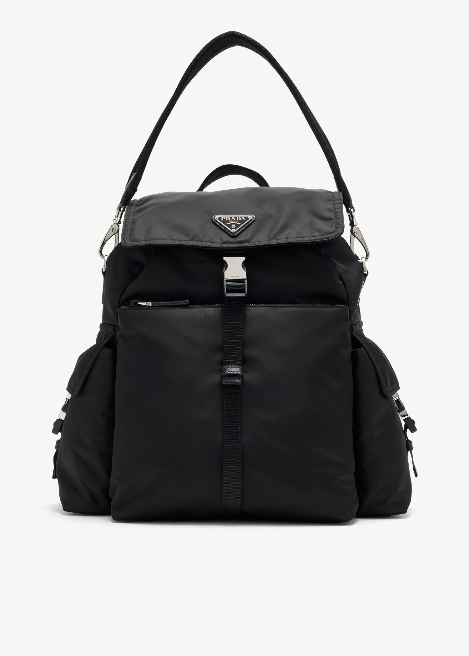 

Prada Explore Re-Nylon and leather backpack, Black