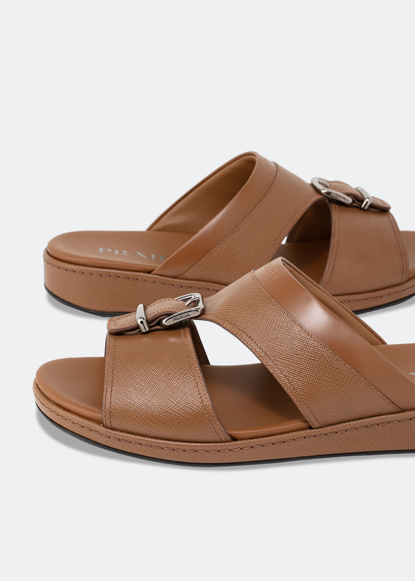 

Saffiano leather sandals, Brown