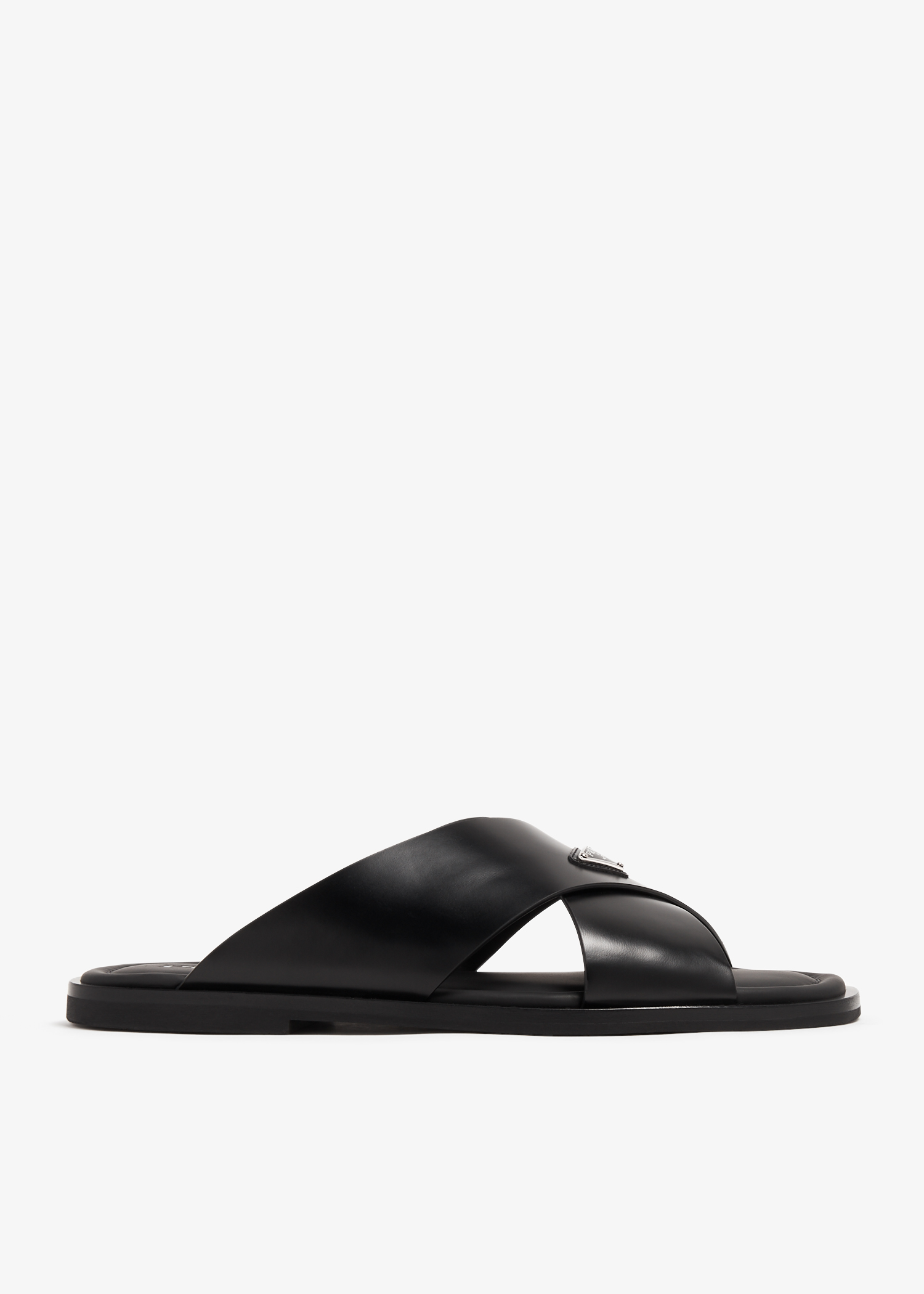 

Brushed leather crisscross sandals, Black