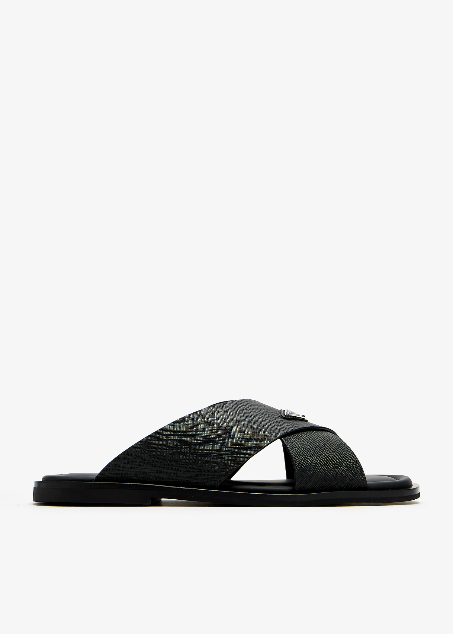 

Saffiano leather crisscross sandals, Black