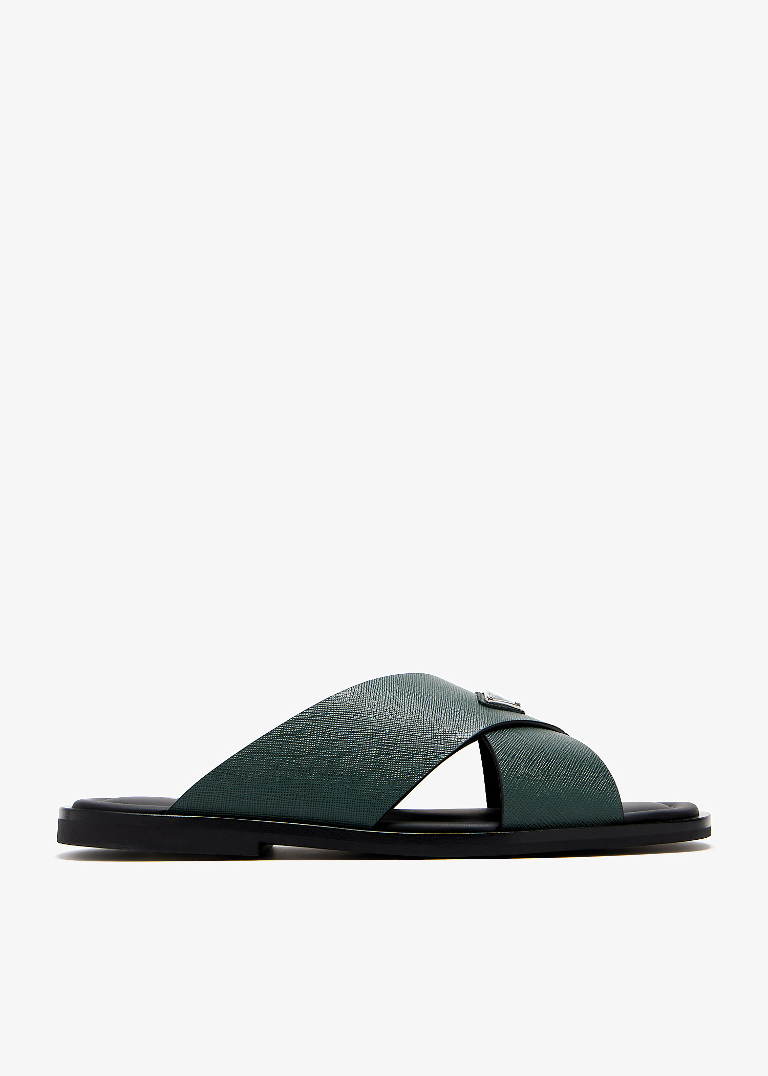 

Saffiano leather crisscross sandals, Green