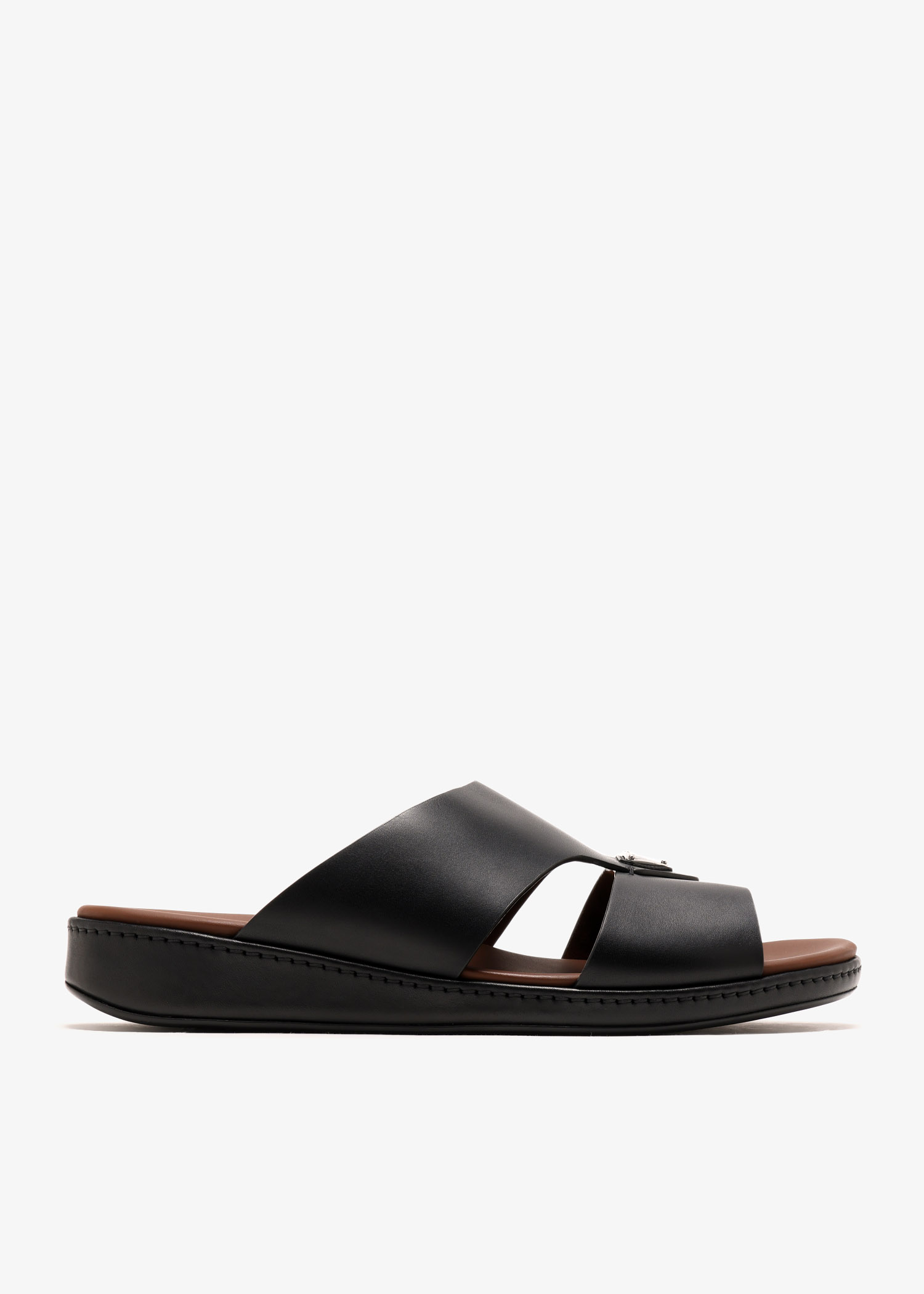 

Leather slide sandals, Black