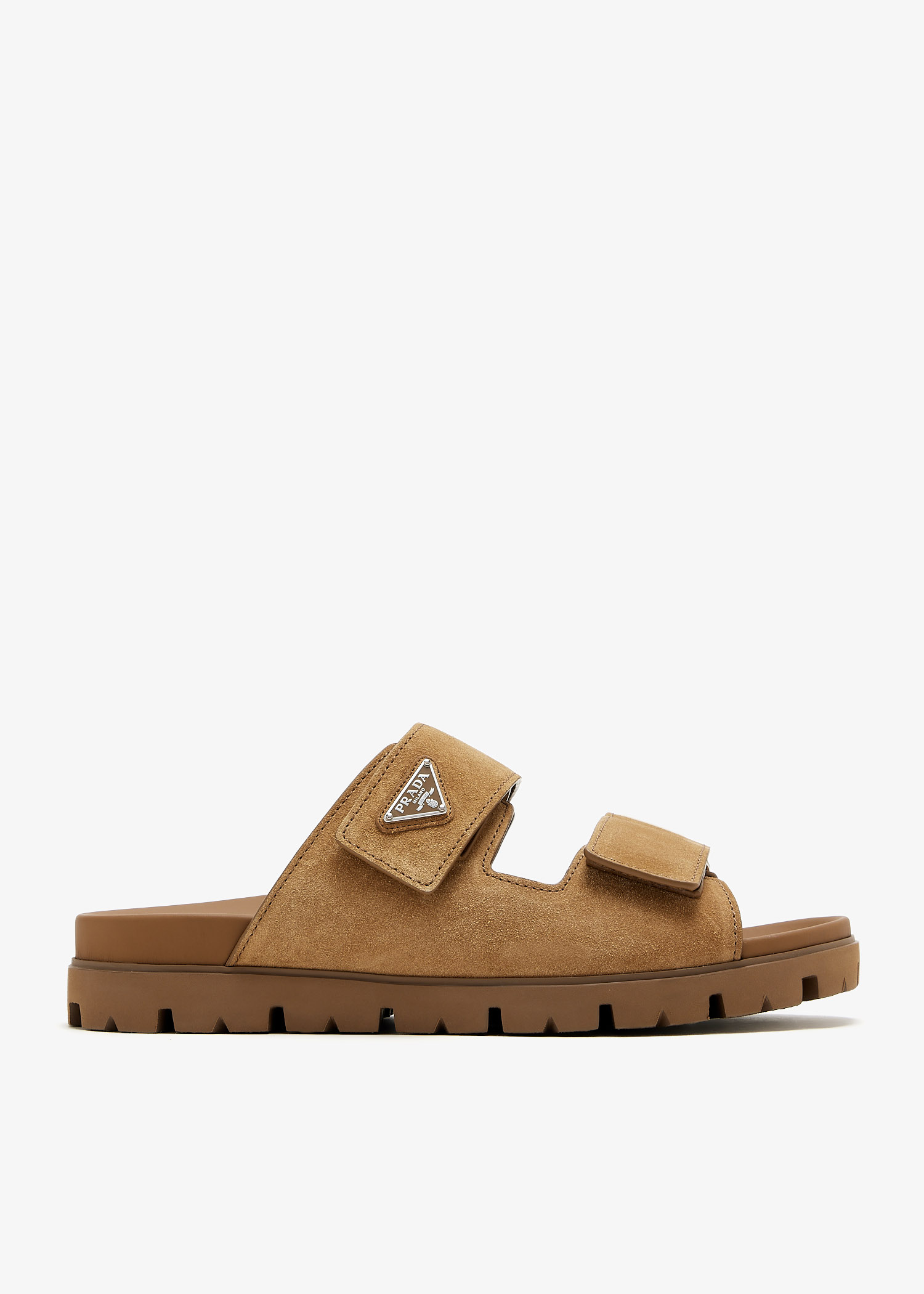 

Suede band sandals, Brown