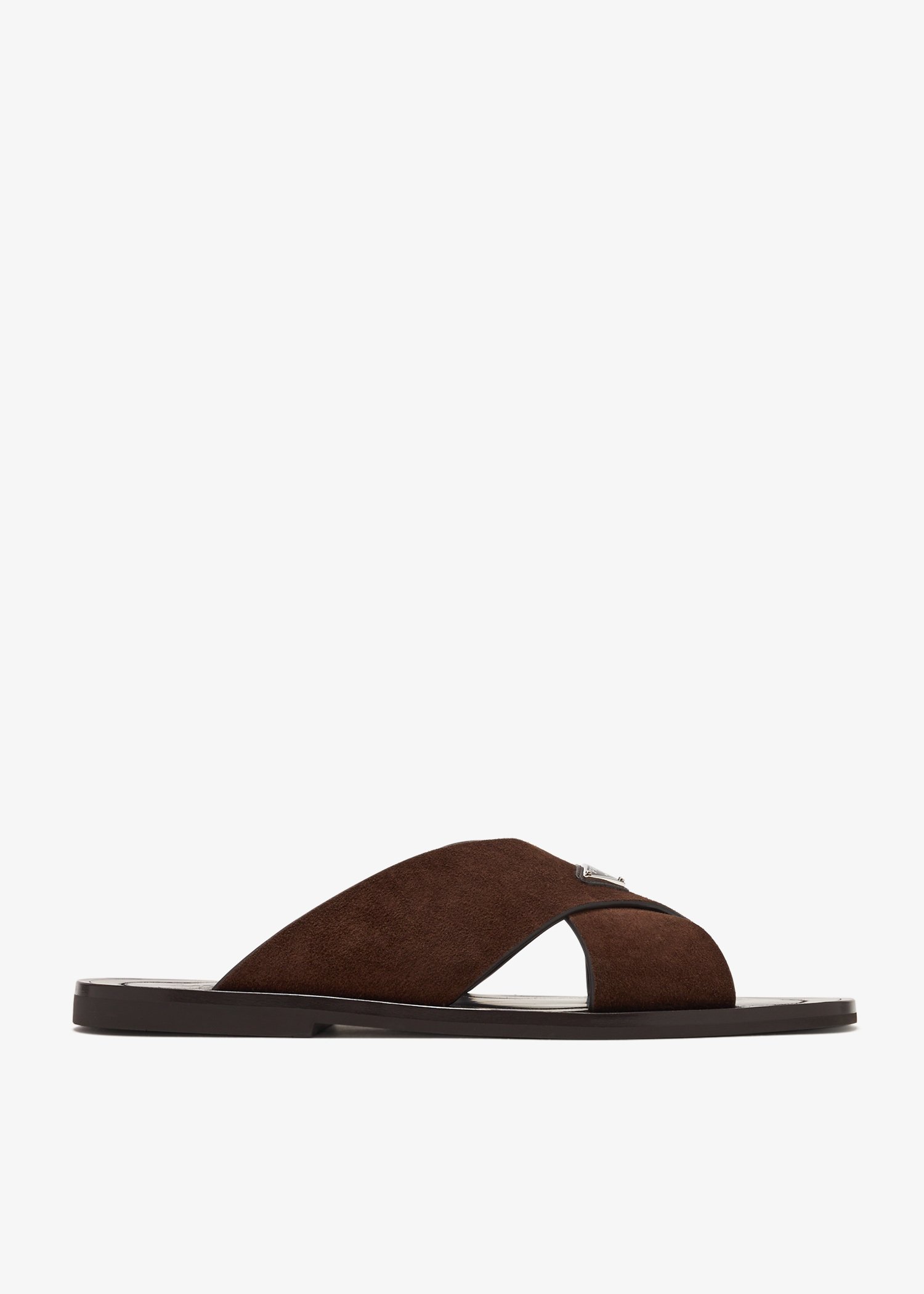 

Suede crisscross sandals, Brown