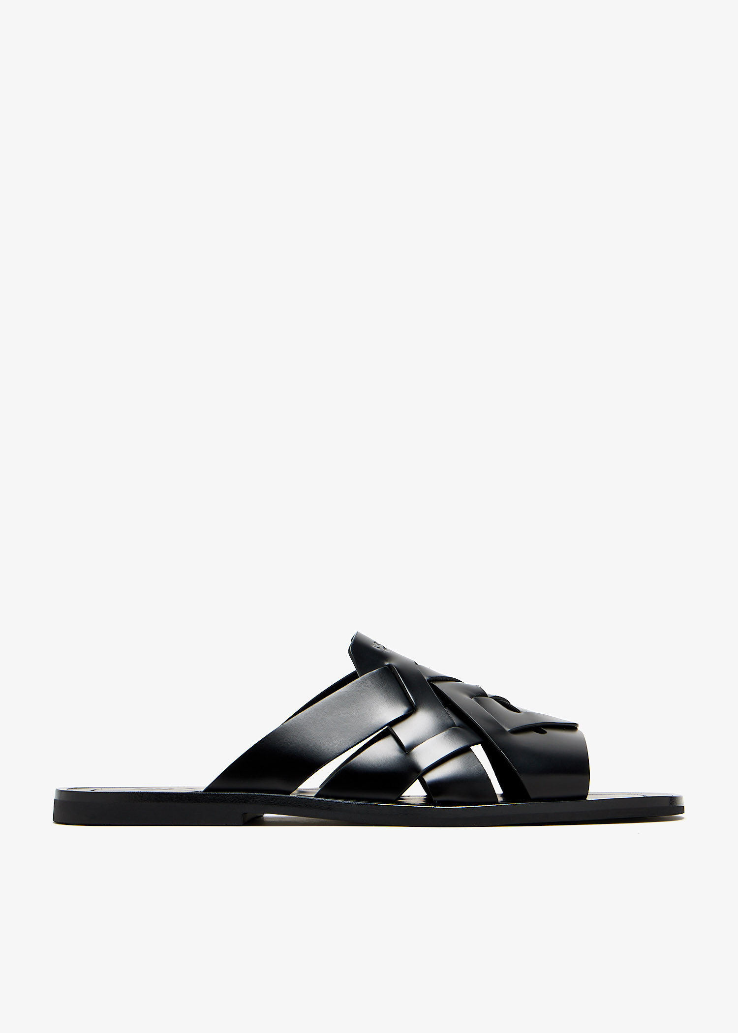 

Brushed leather band slides, Black
