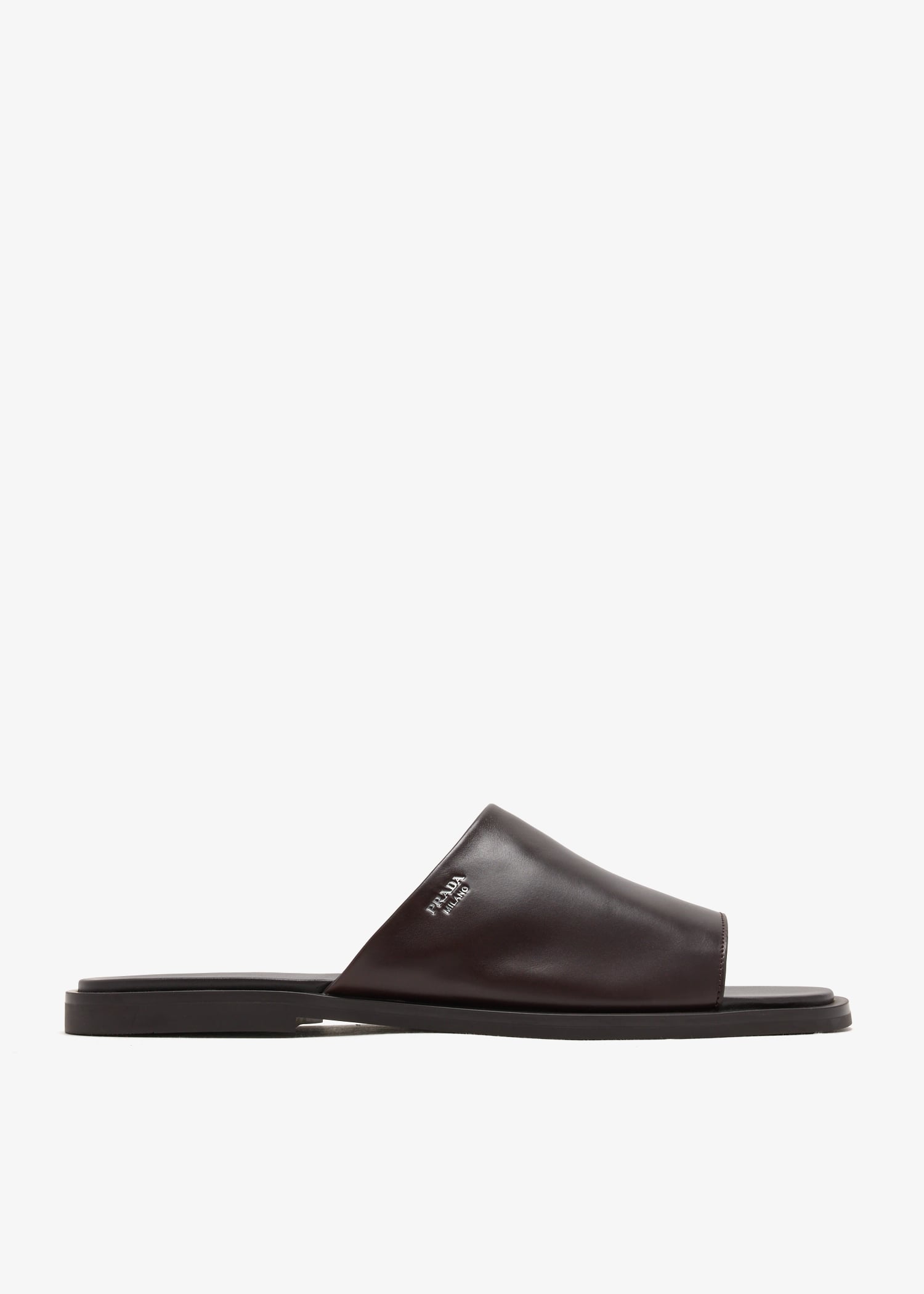 

Leather slide sandals, Brown