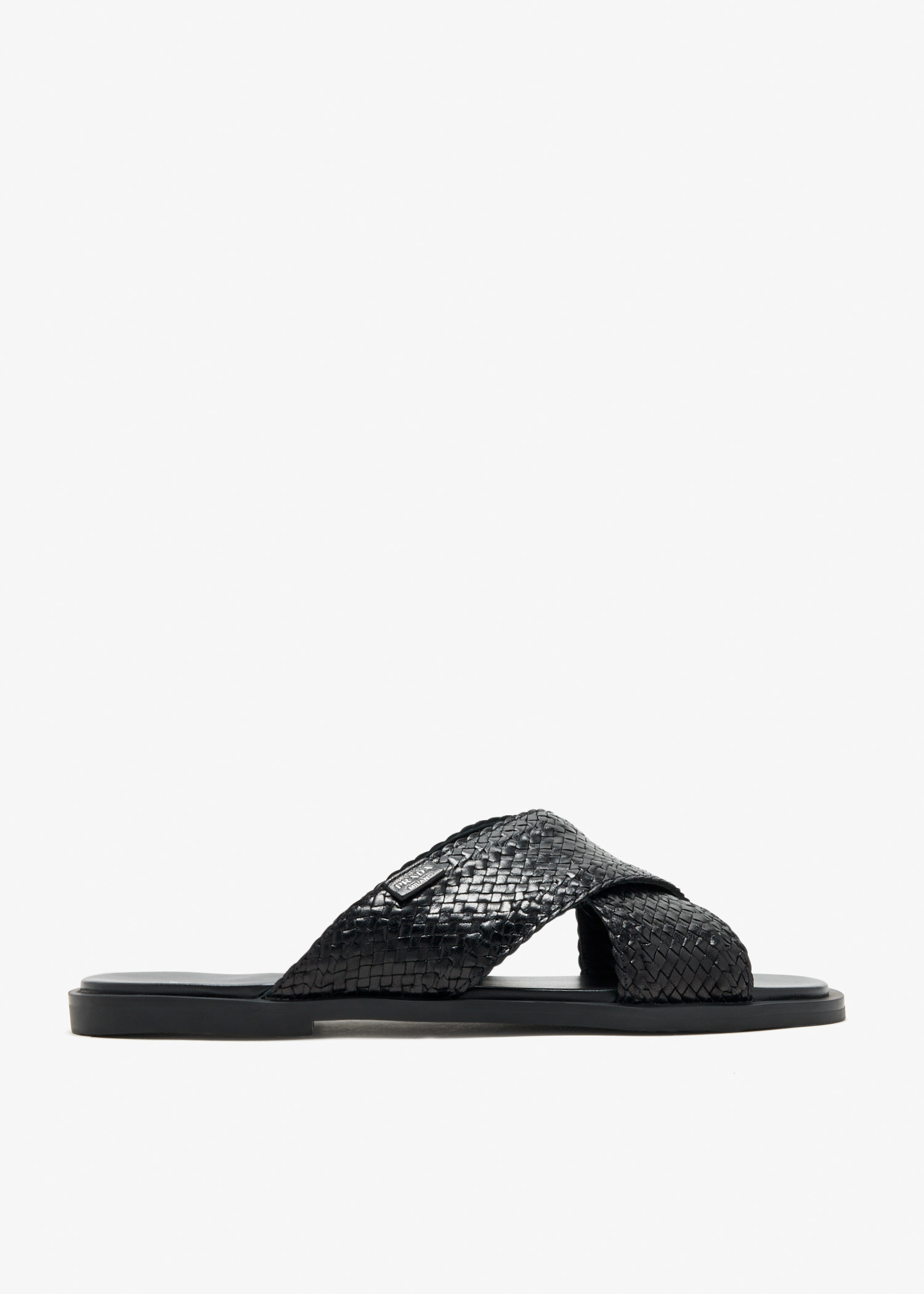 

Crisscross slide sandals, Black