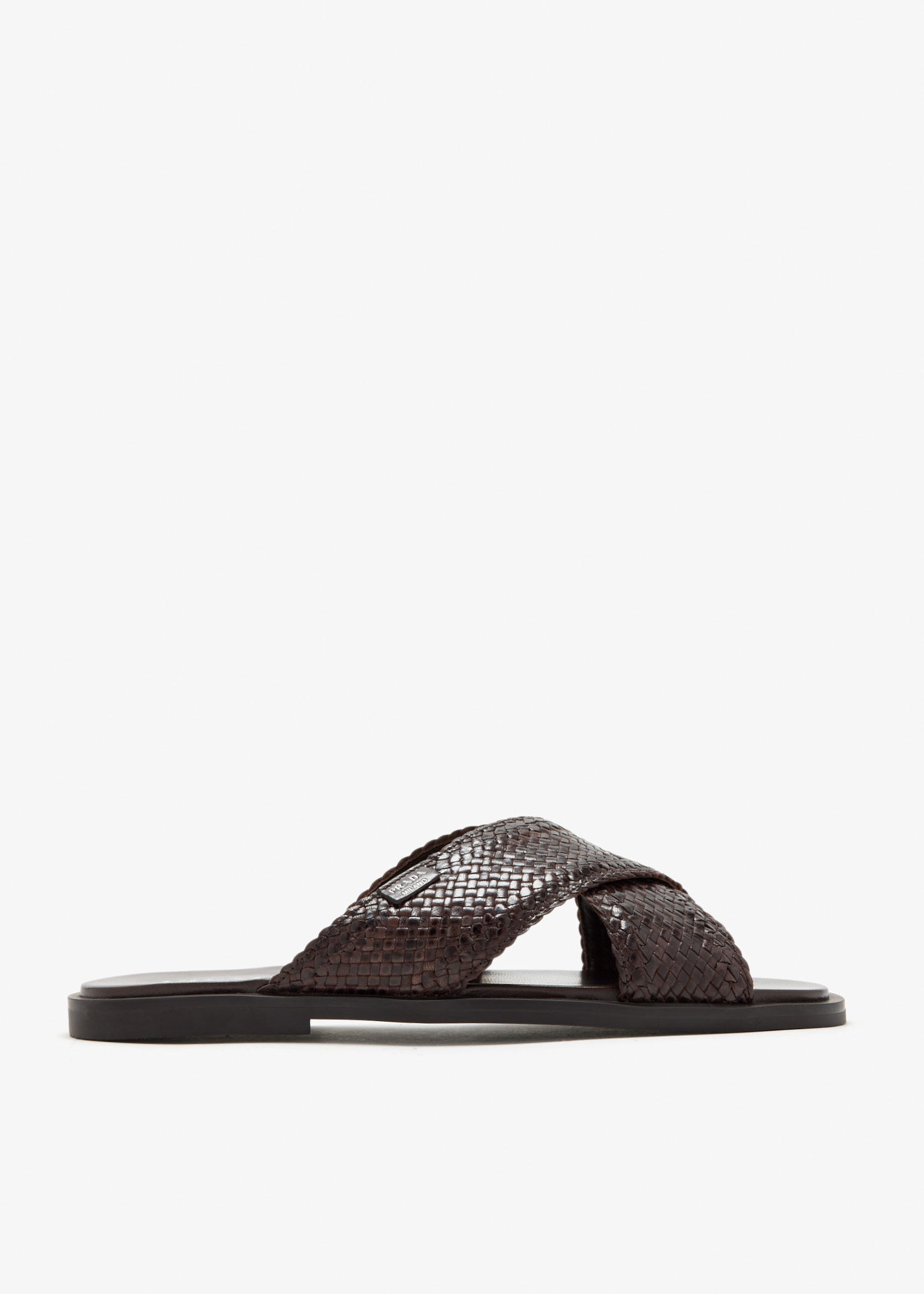 

Crisscross slide sandals, Brown
