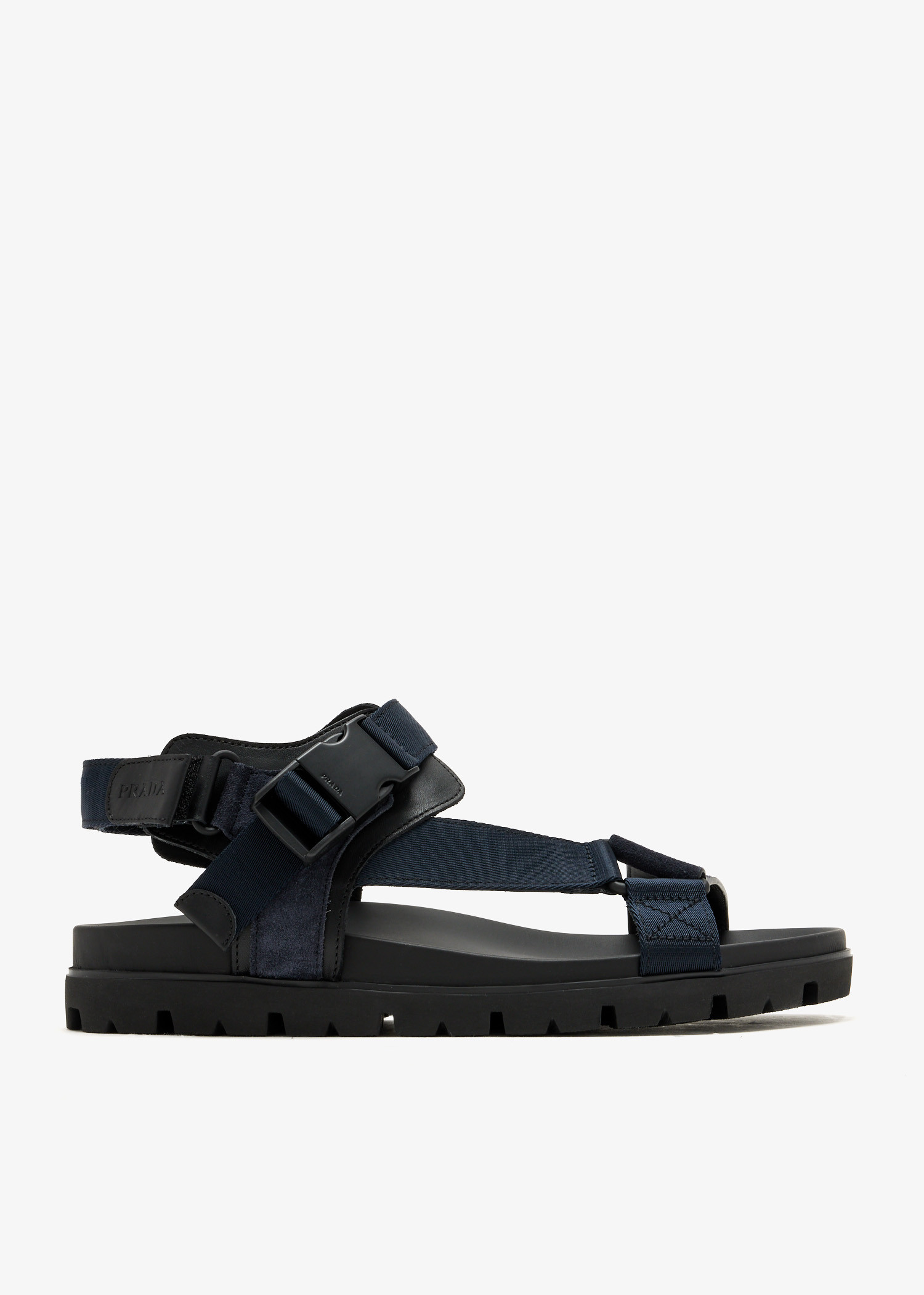 

Suede and woven tape sporty sandal, Navy