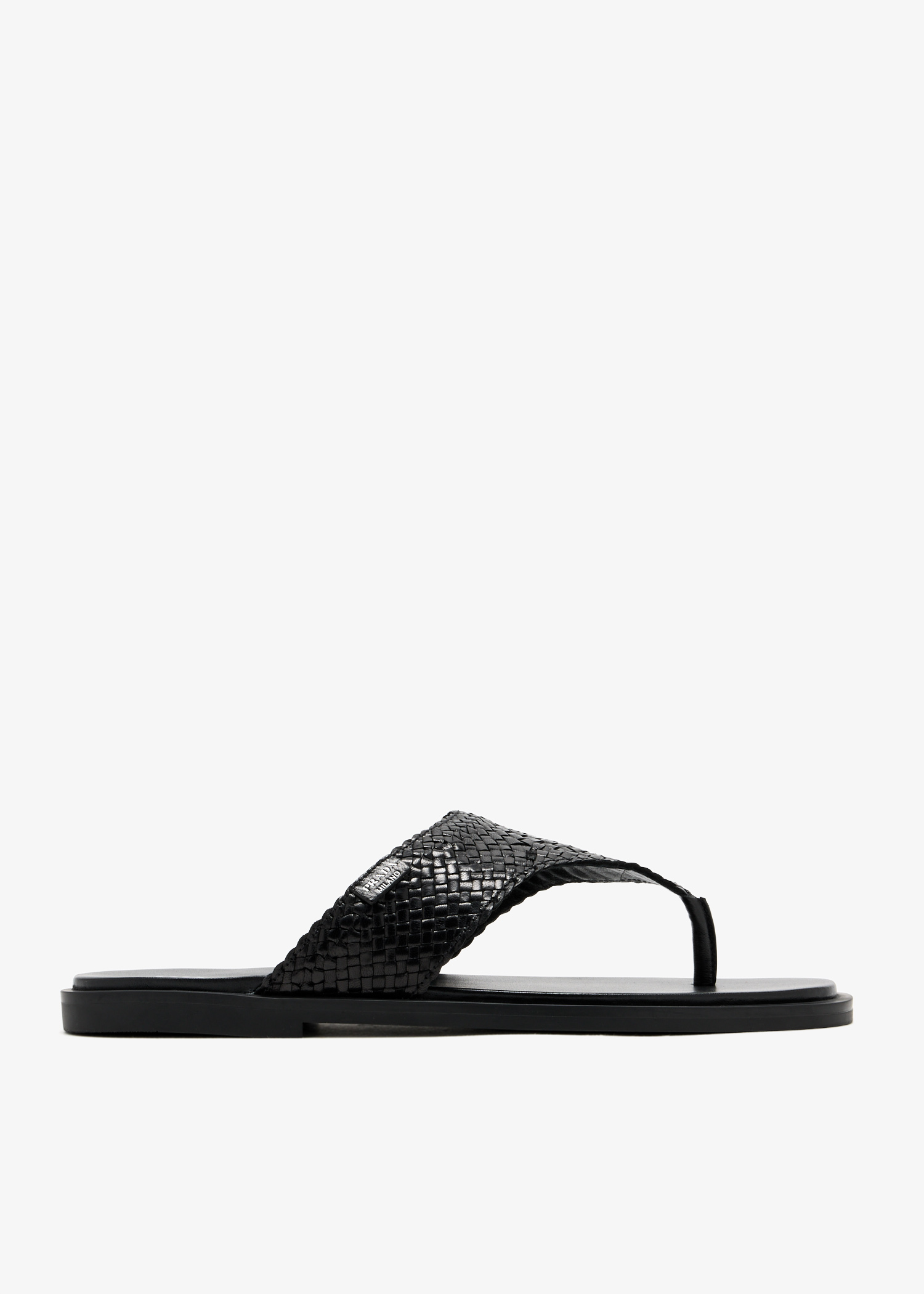 

Woven leather thong sandals, Black