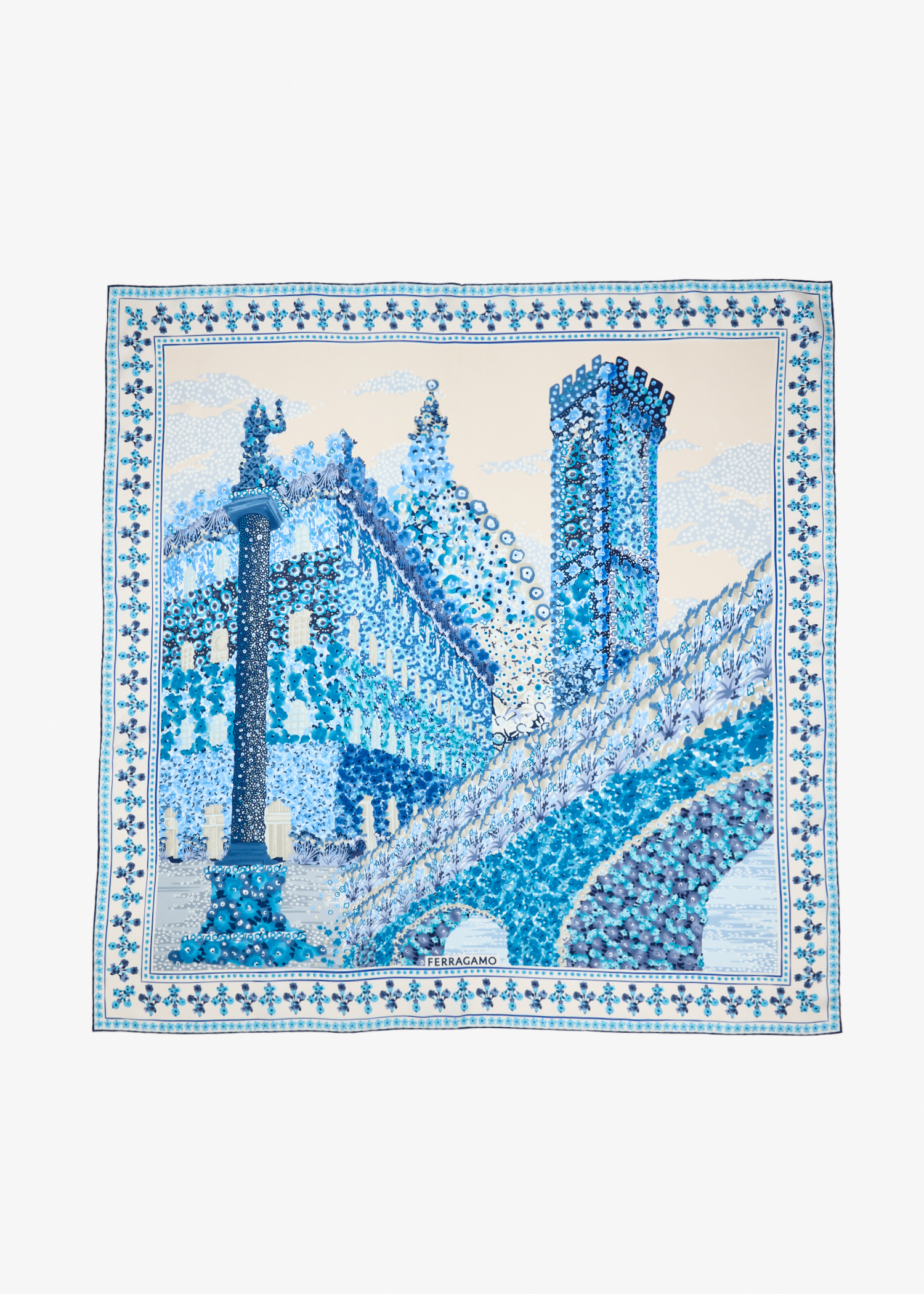 

Palazzo print silk scarf, Blue