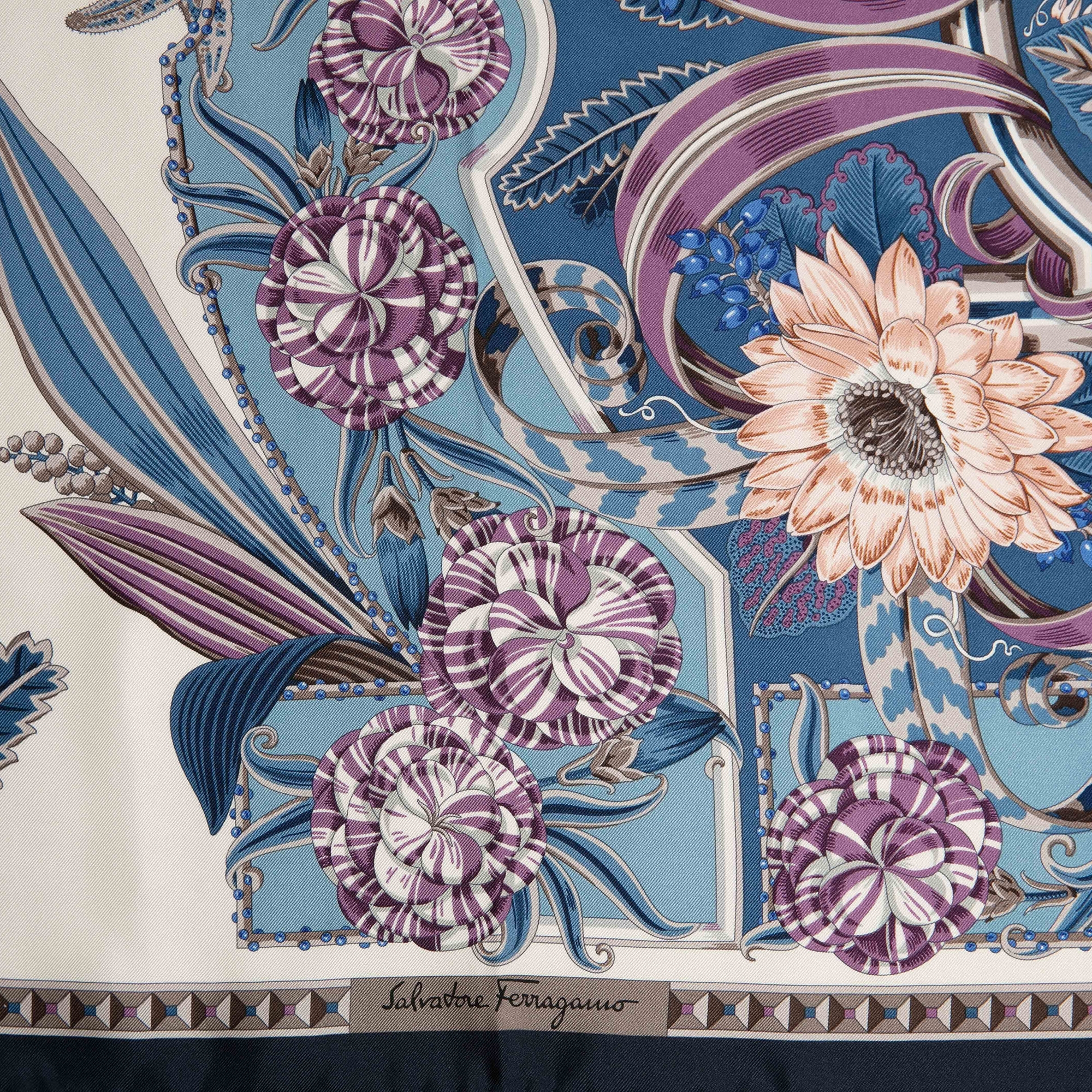 

Floral print scarf, Blue