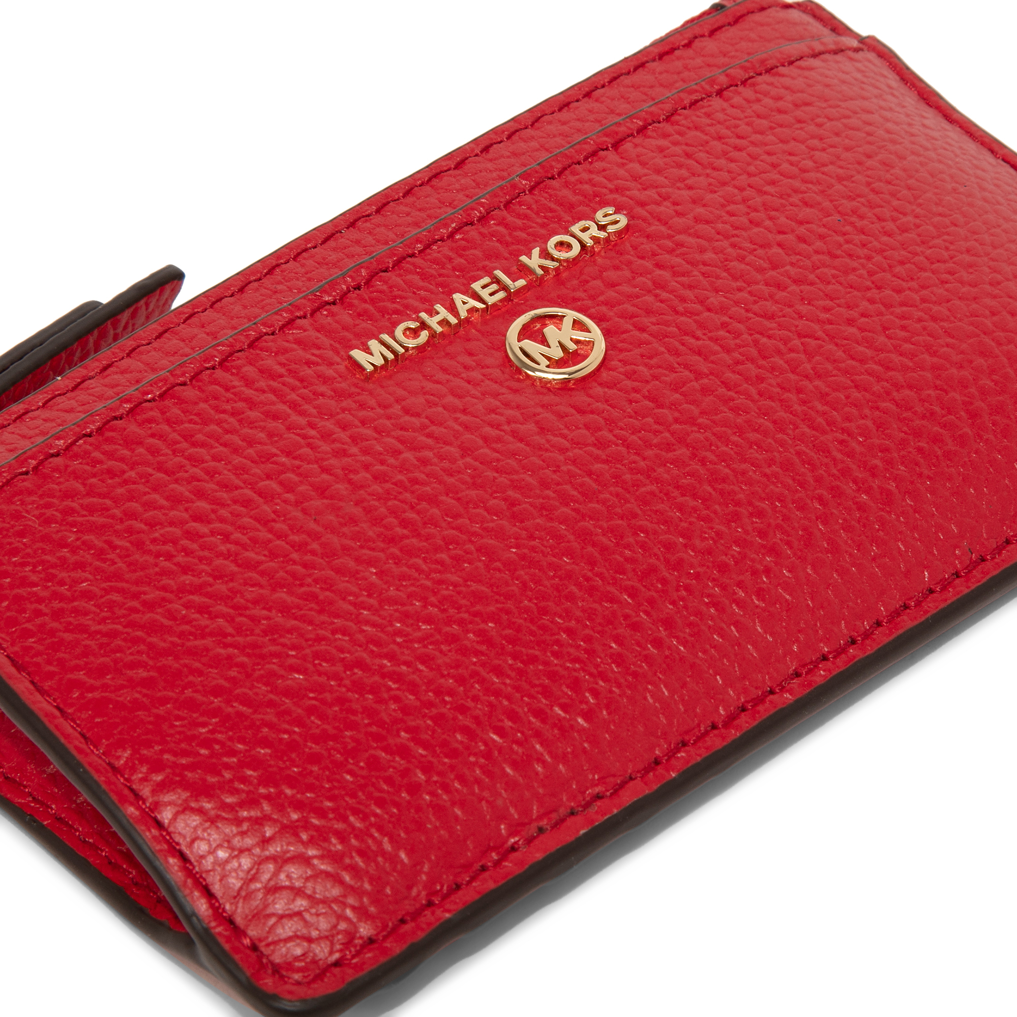 

Small pebbled leather card case, Red