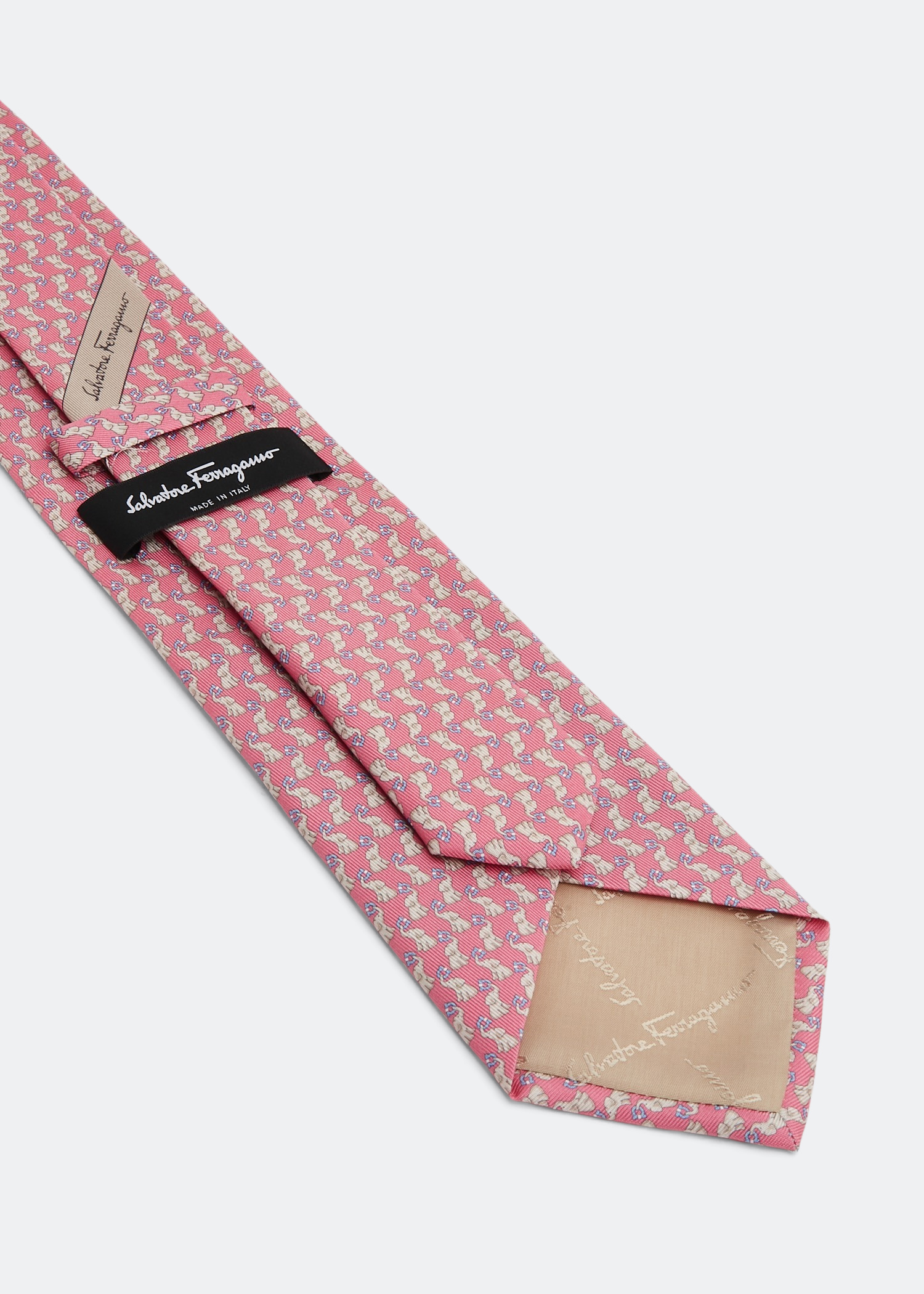 

Elephant print silk tie, Pink