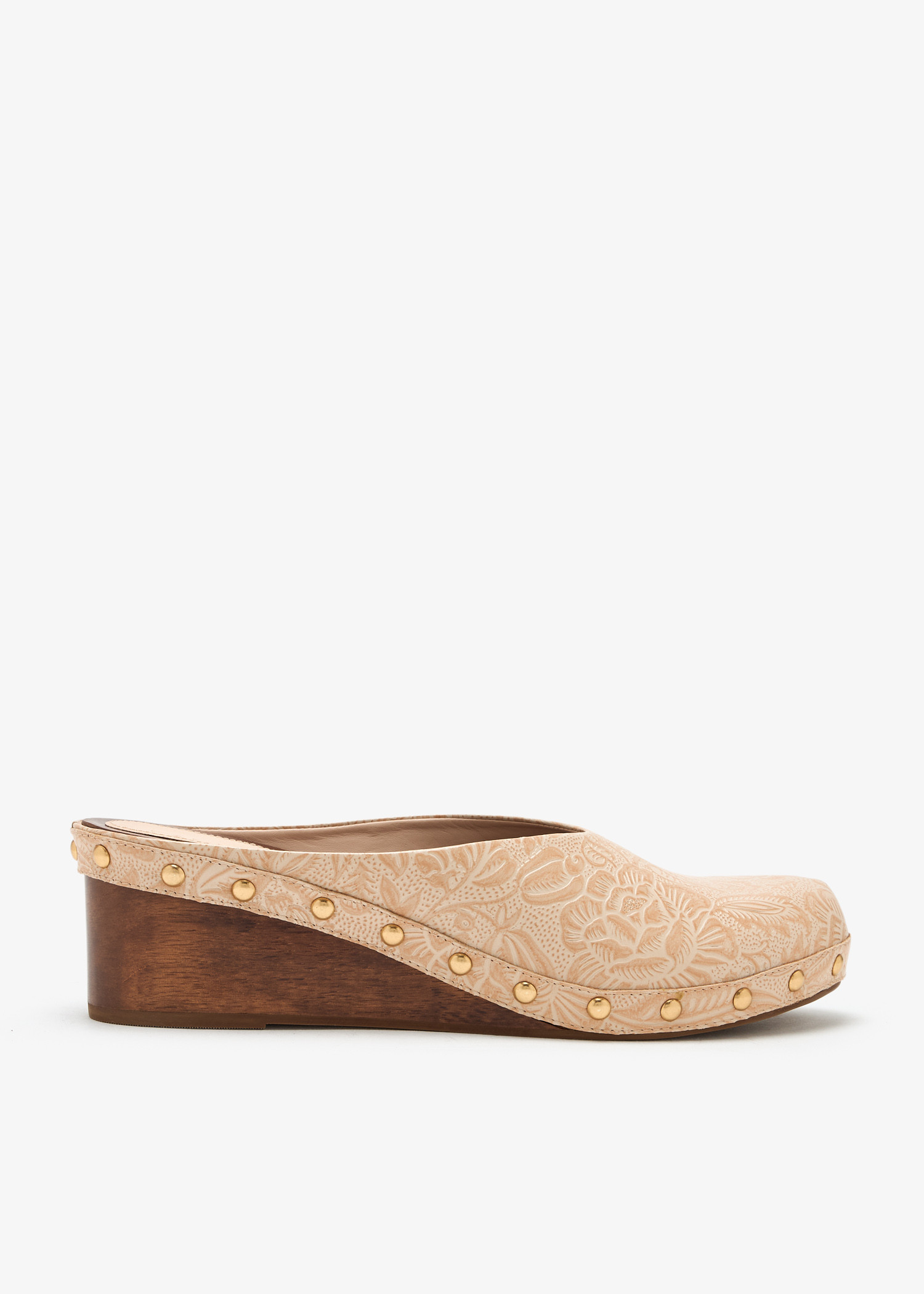

Embossed wedge clogs, Pink