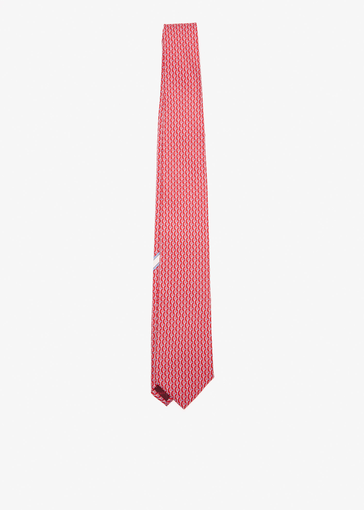 

Tennis print silk tie, Red