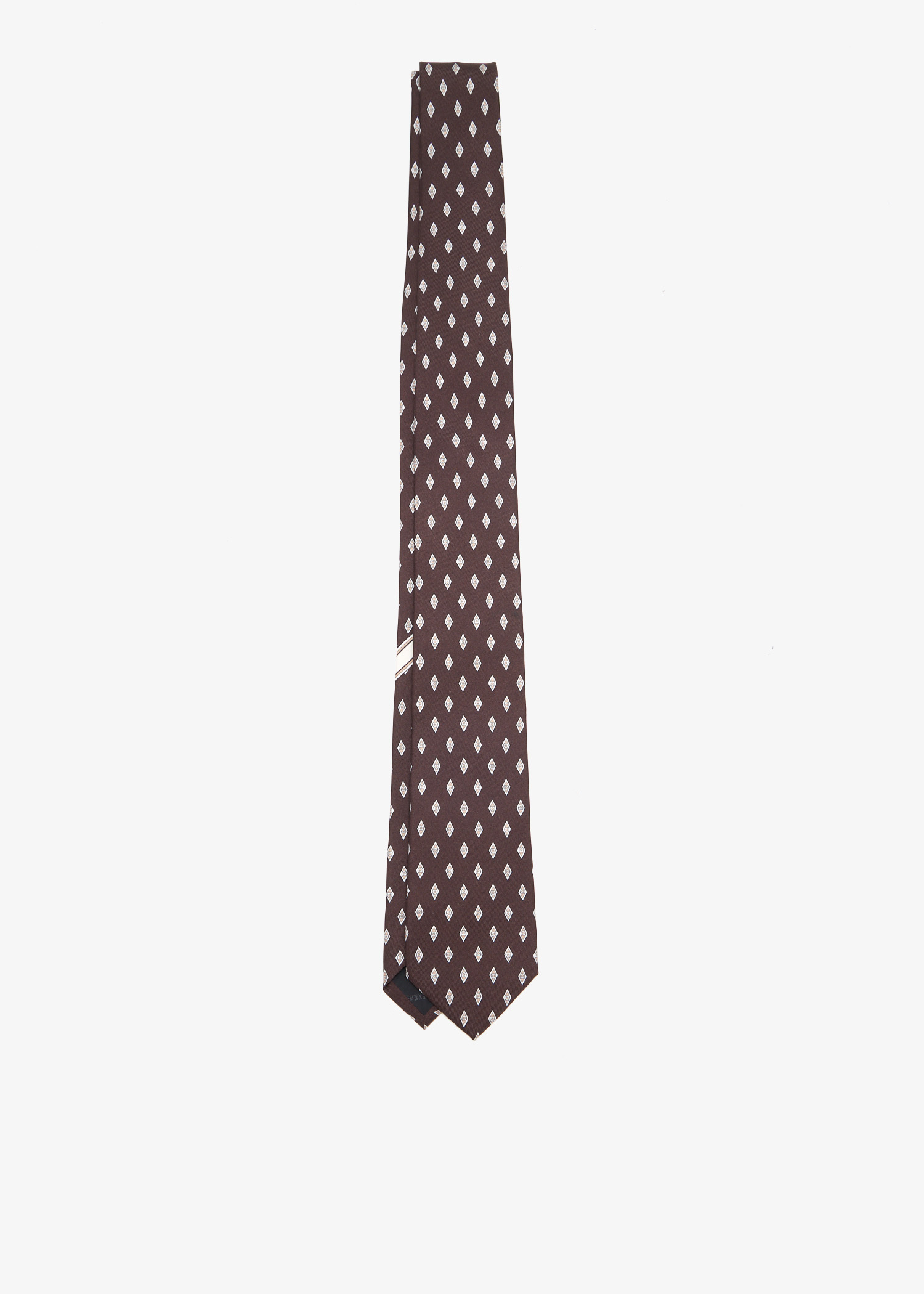 

Gancini print silk tie, Brown