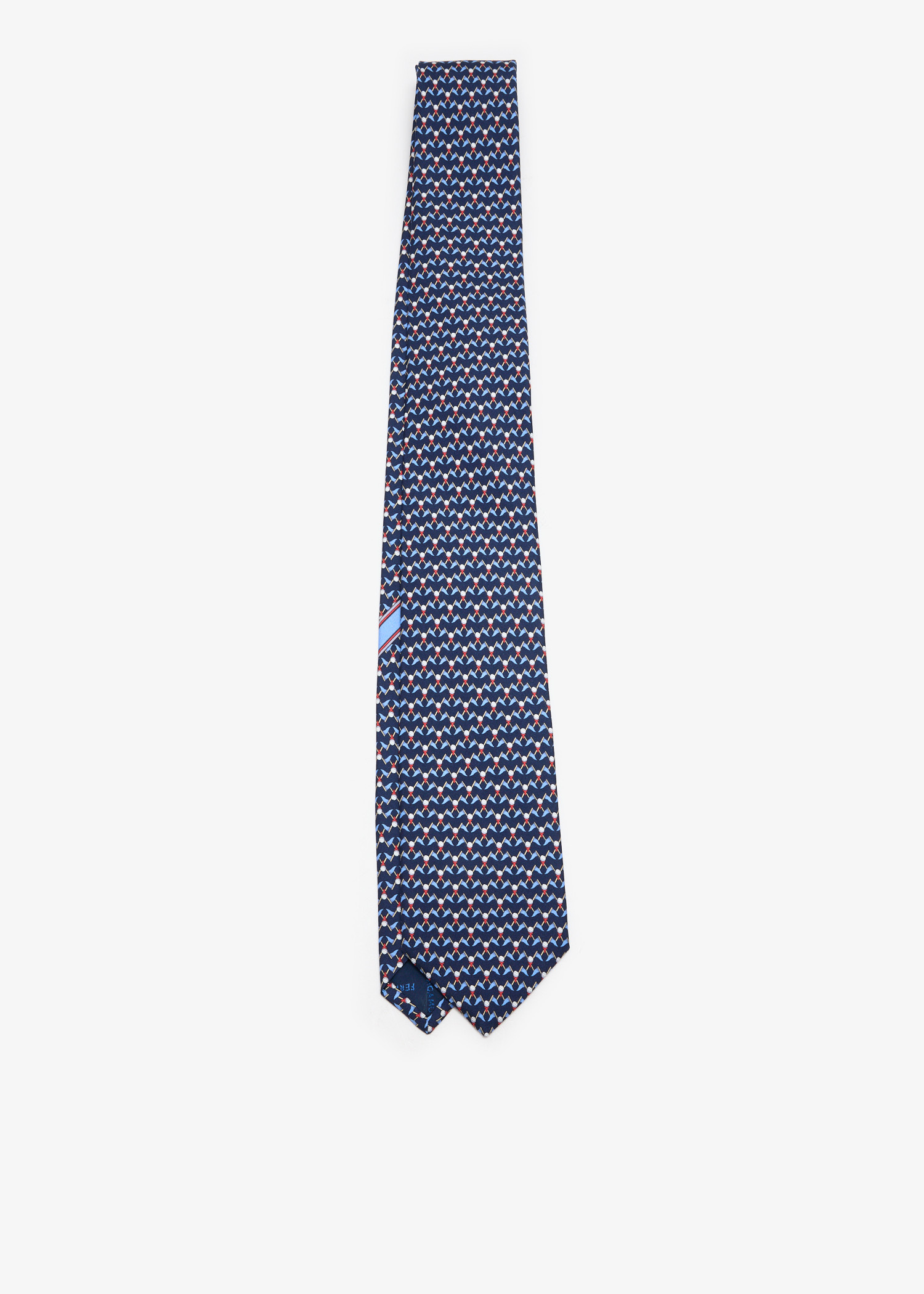 

Club print silk tie, Blue