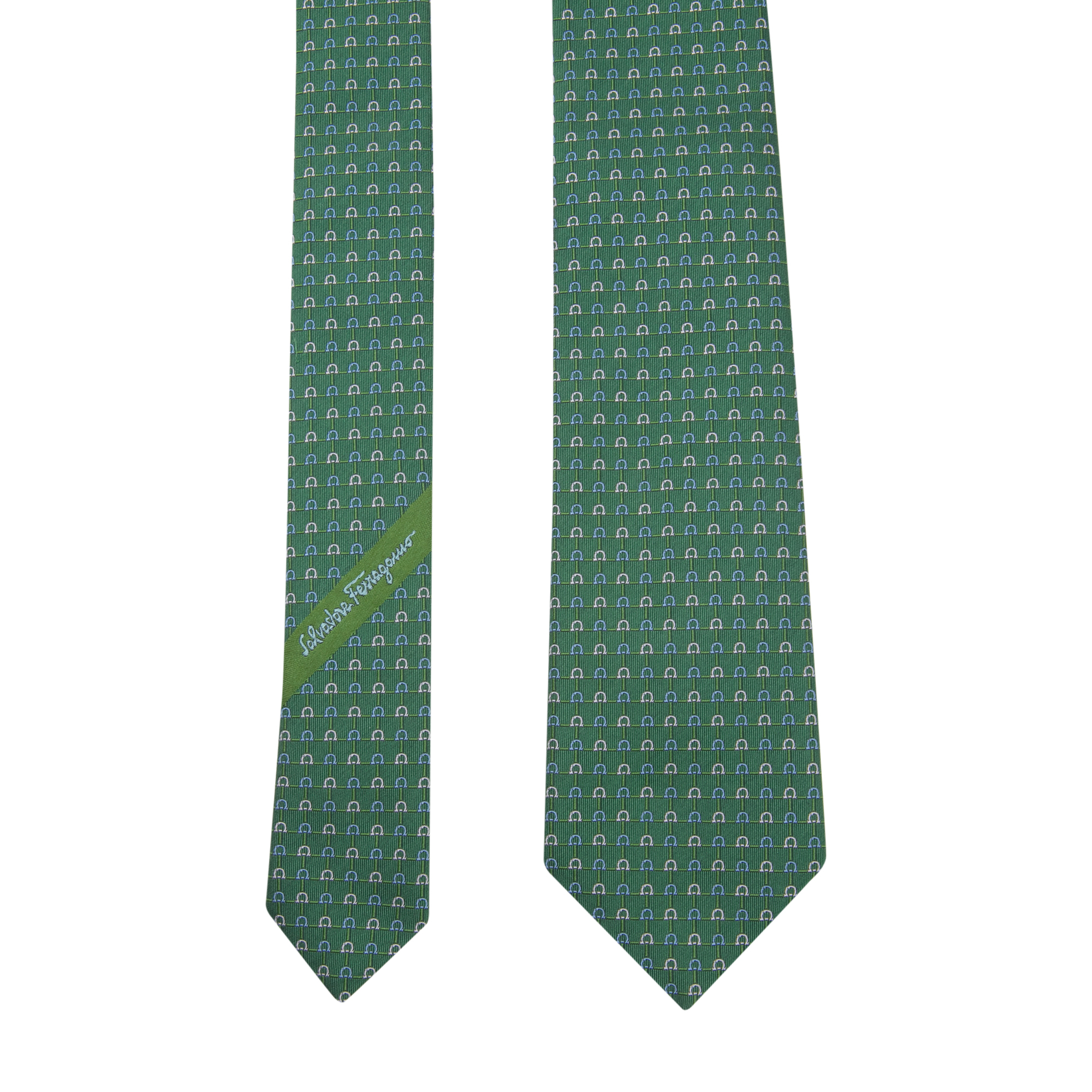 

Gancini jacquard tie, Green