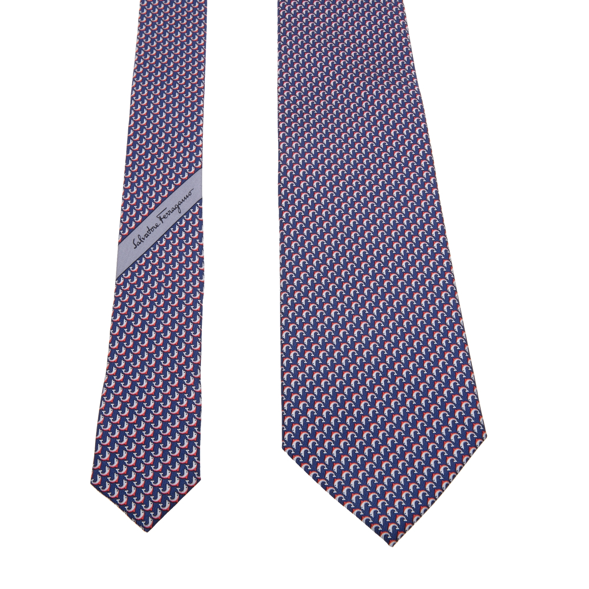 

Dolphin print tie, Blue