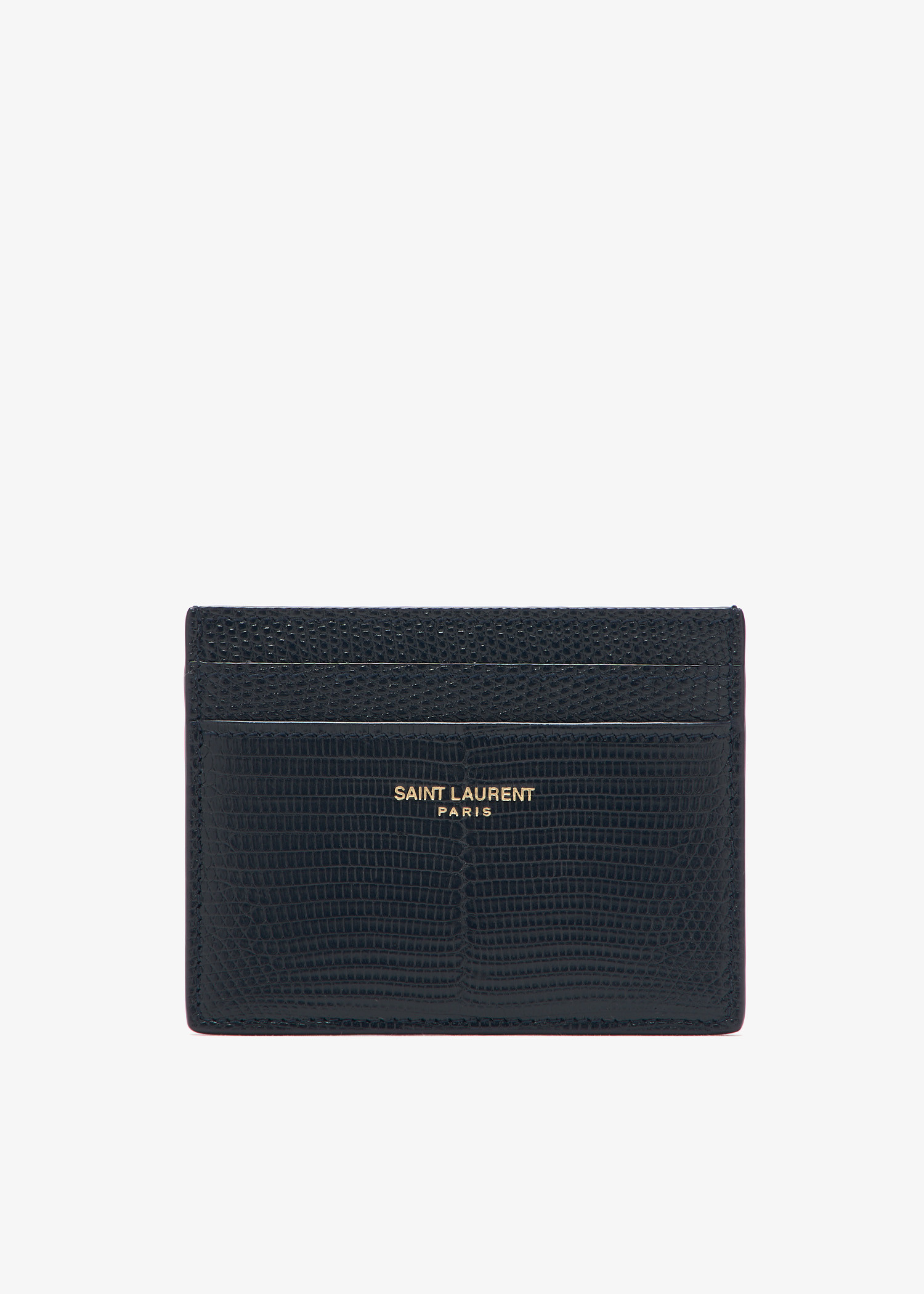 

Lizard leather card case, Navy