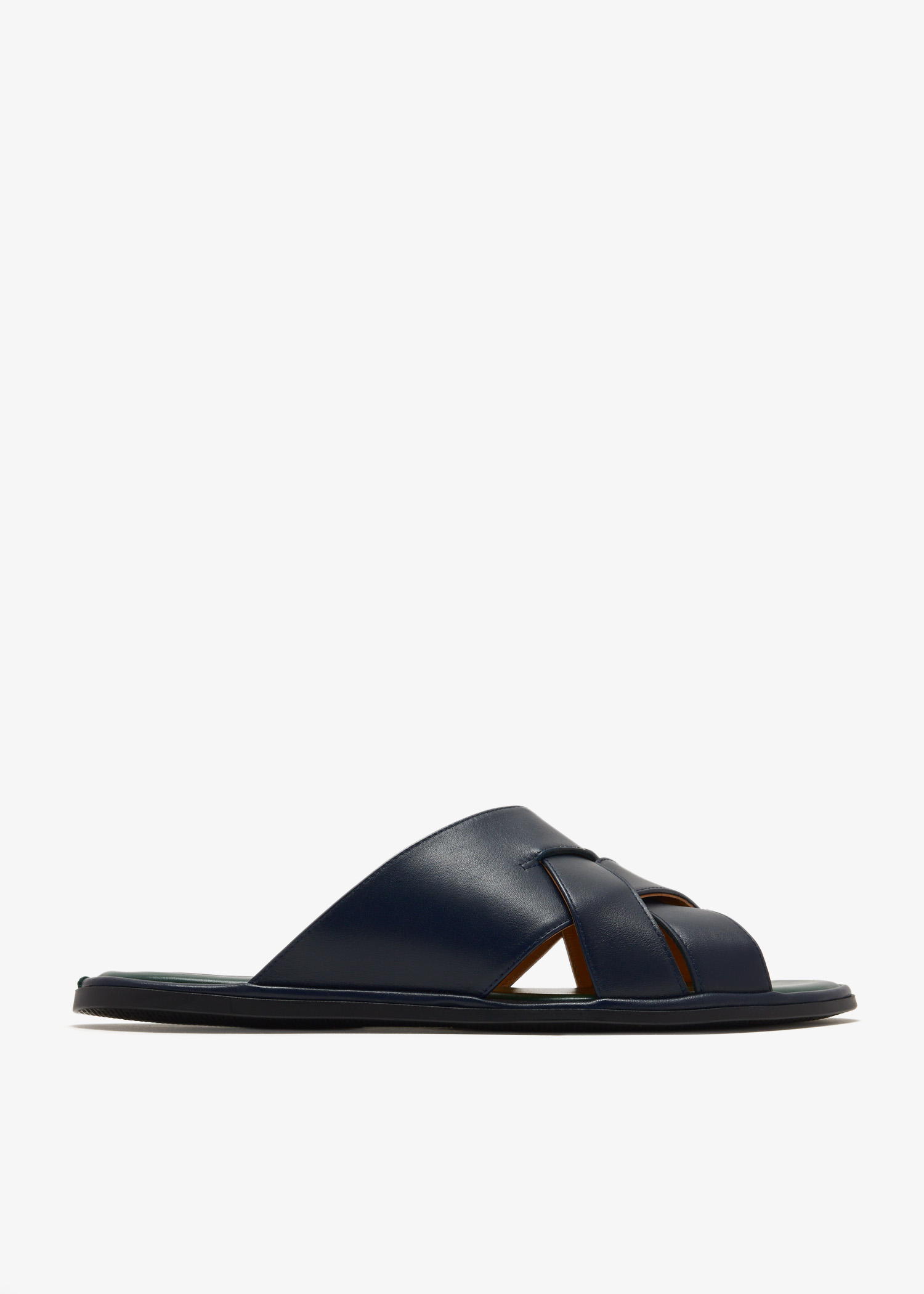 

Leather cross-strap sandals, Blue