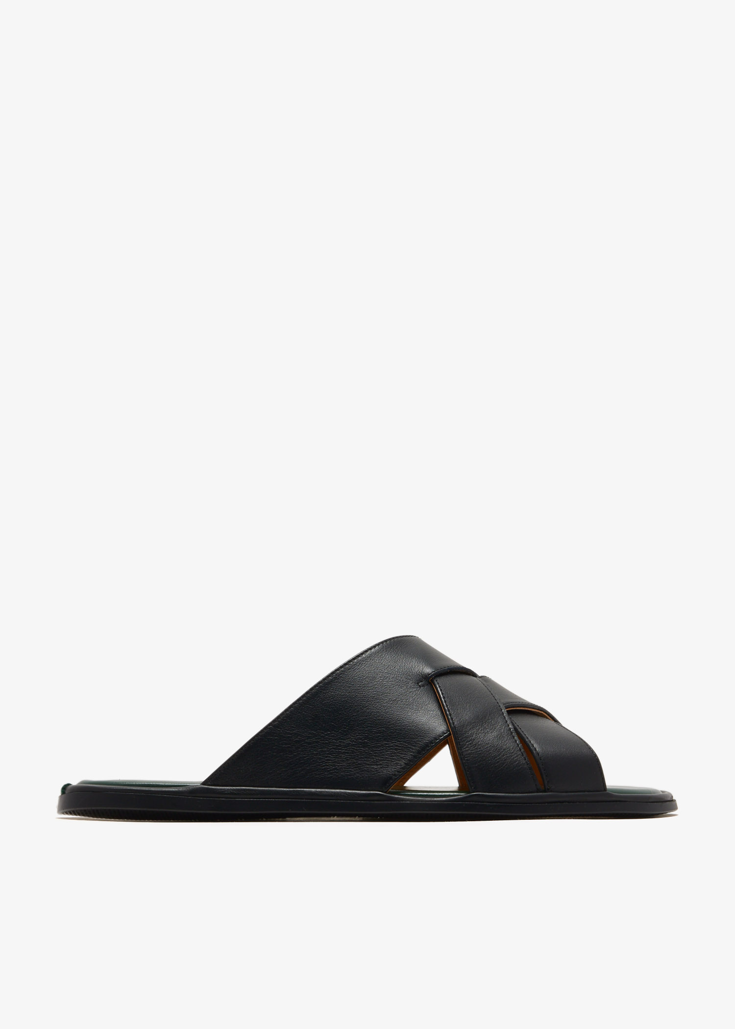

Leather cross-strap sandals, Black
