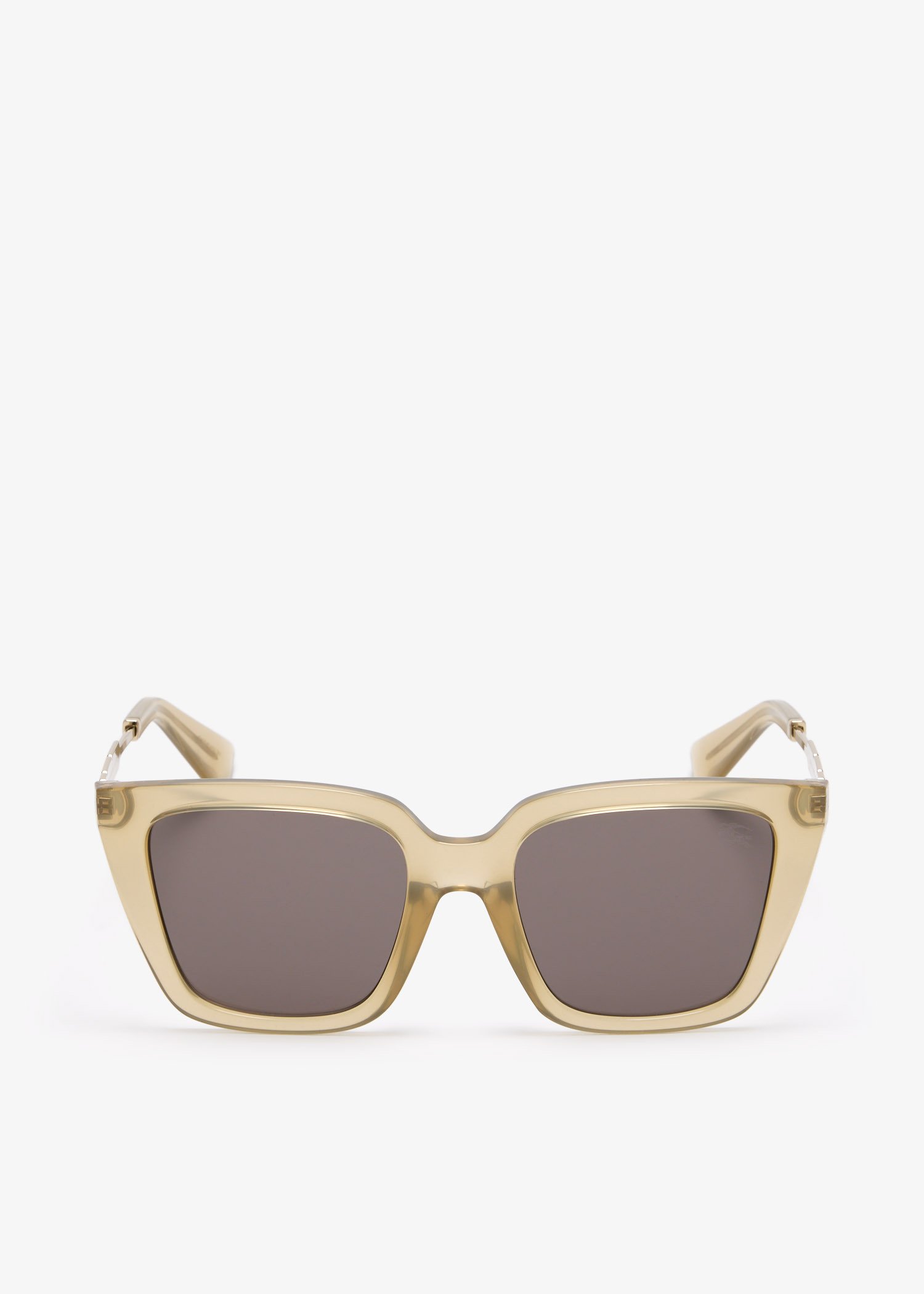 

Check-engraved square sunglasses, Beige