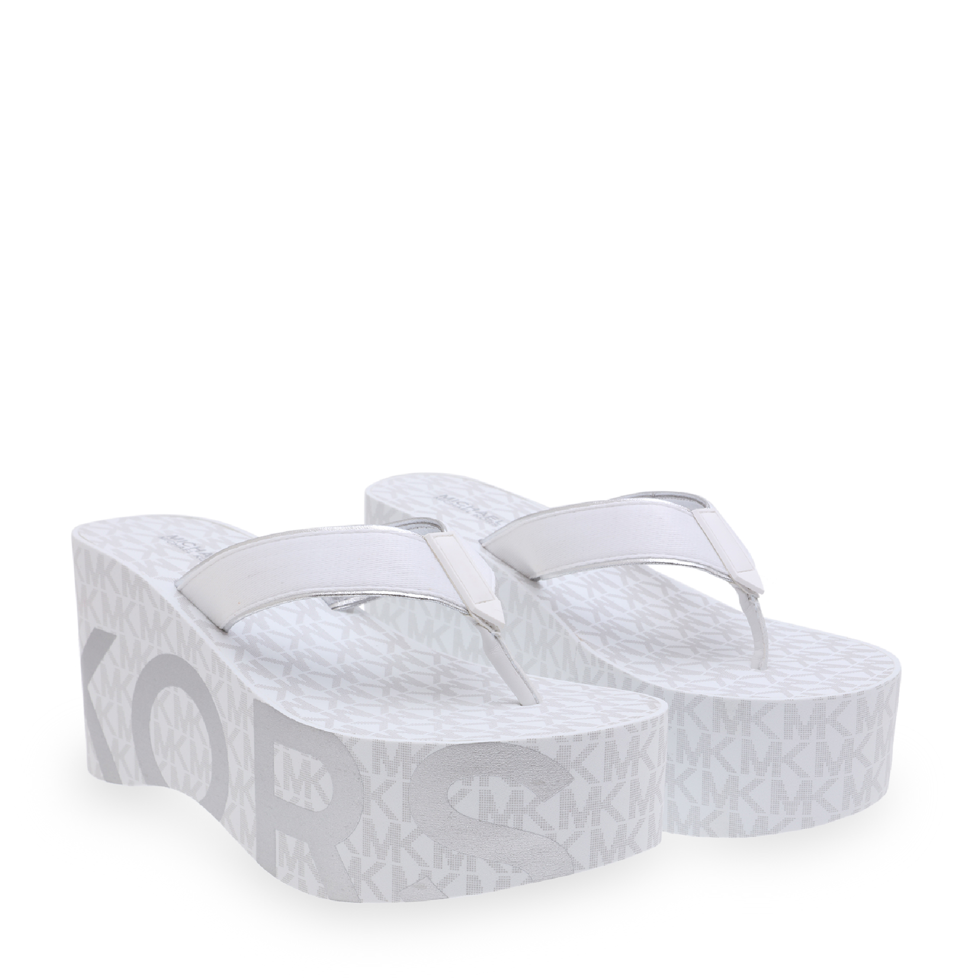 

Logo platform sandals, White