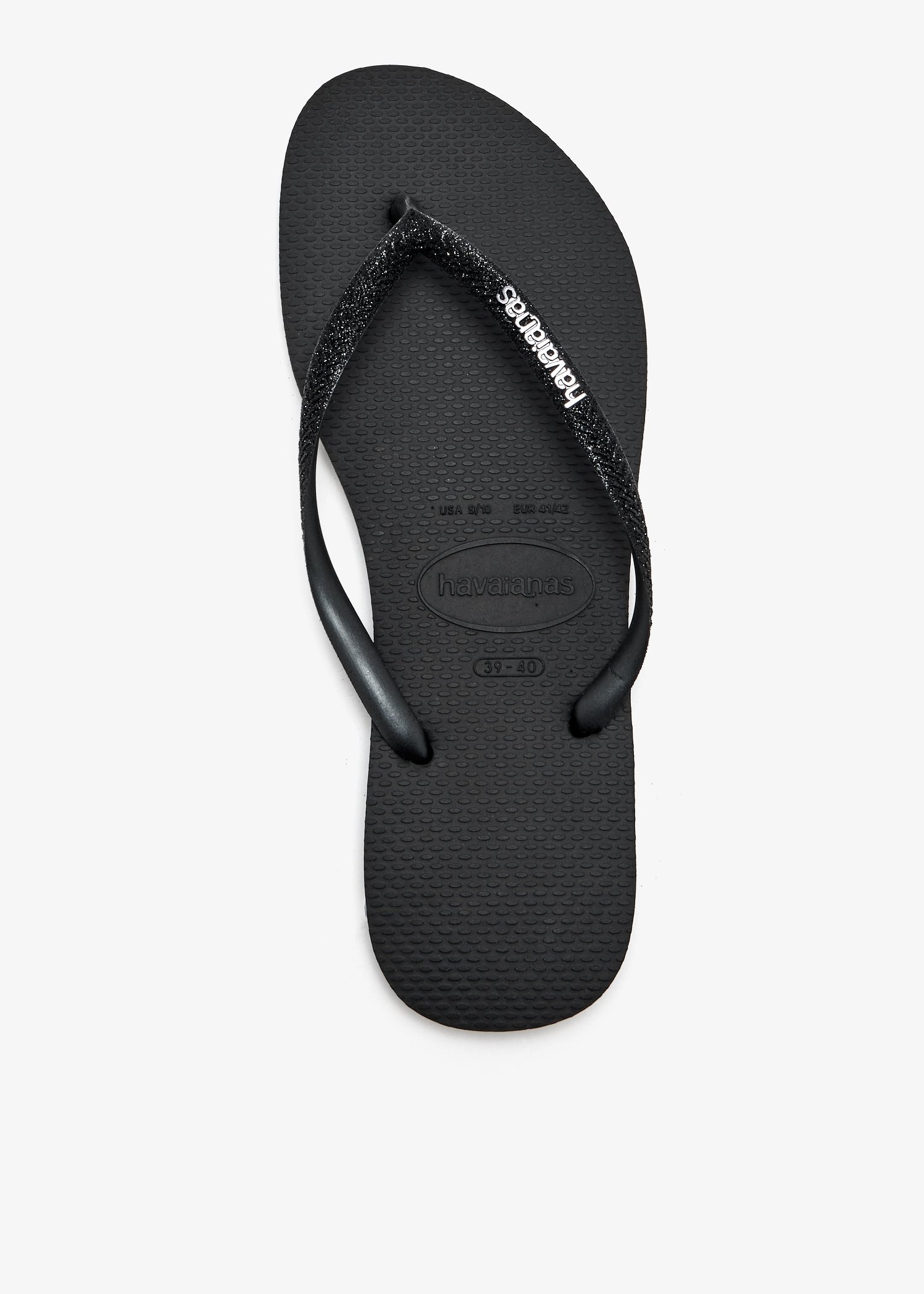 

Slim glitter flip flops, Black