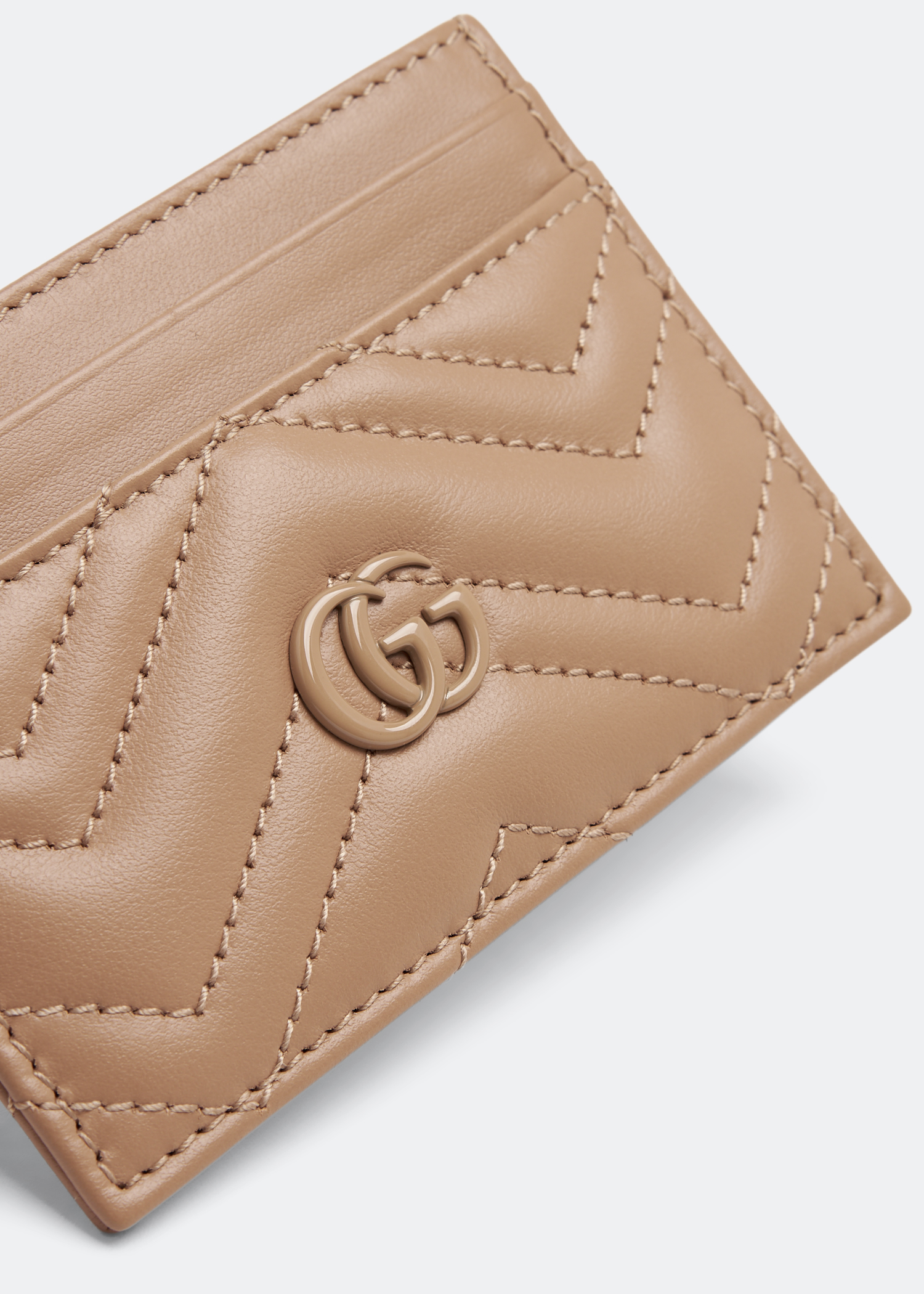 

GG Marmont matelassé card case, Beige