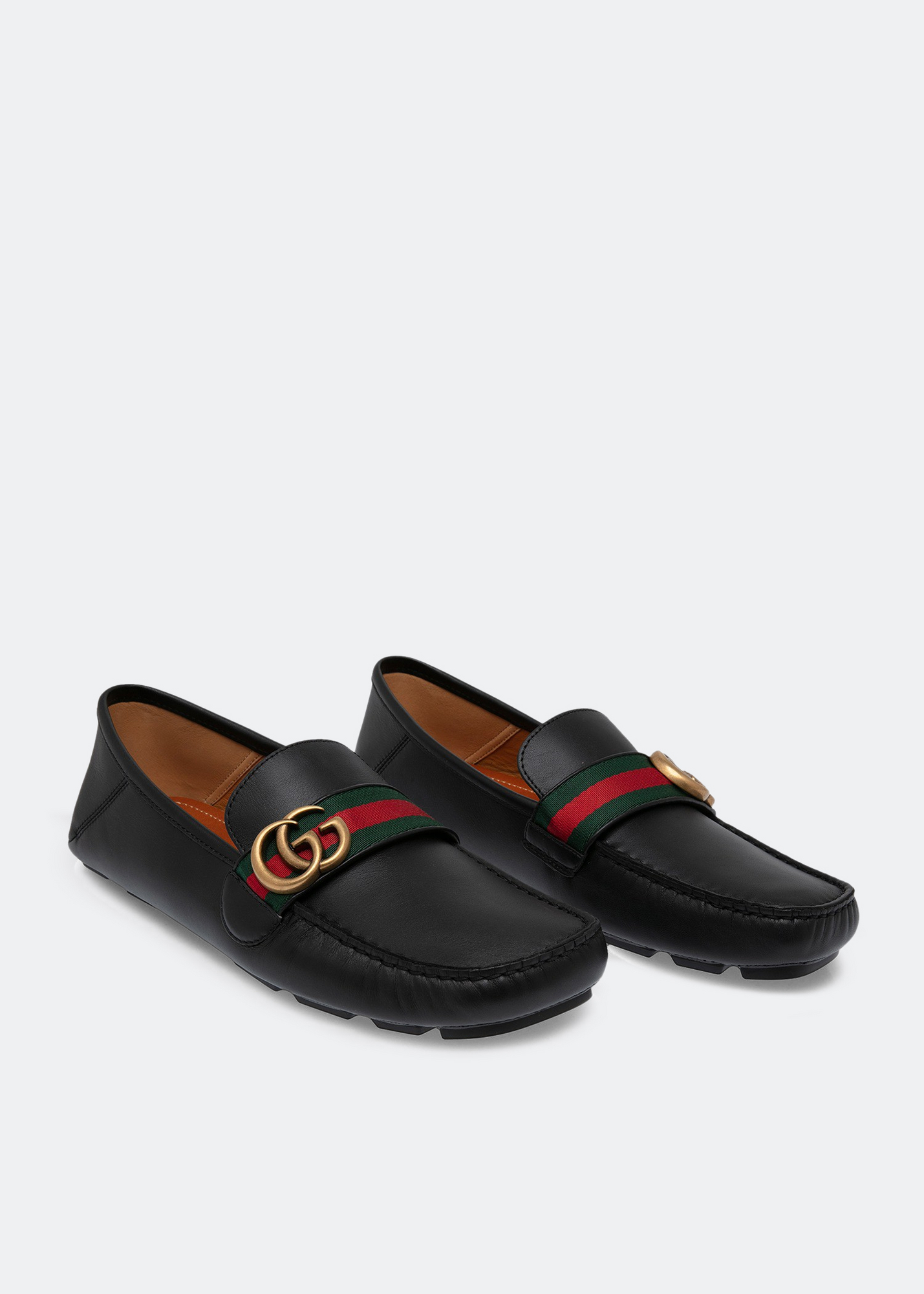 

Web leather driver loafers, Black