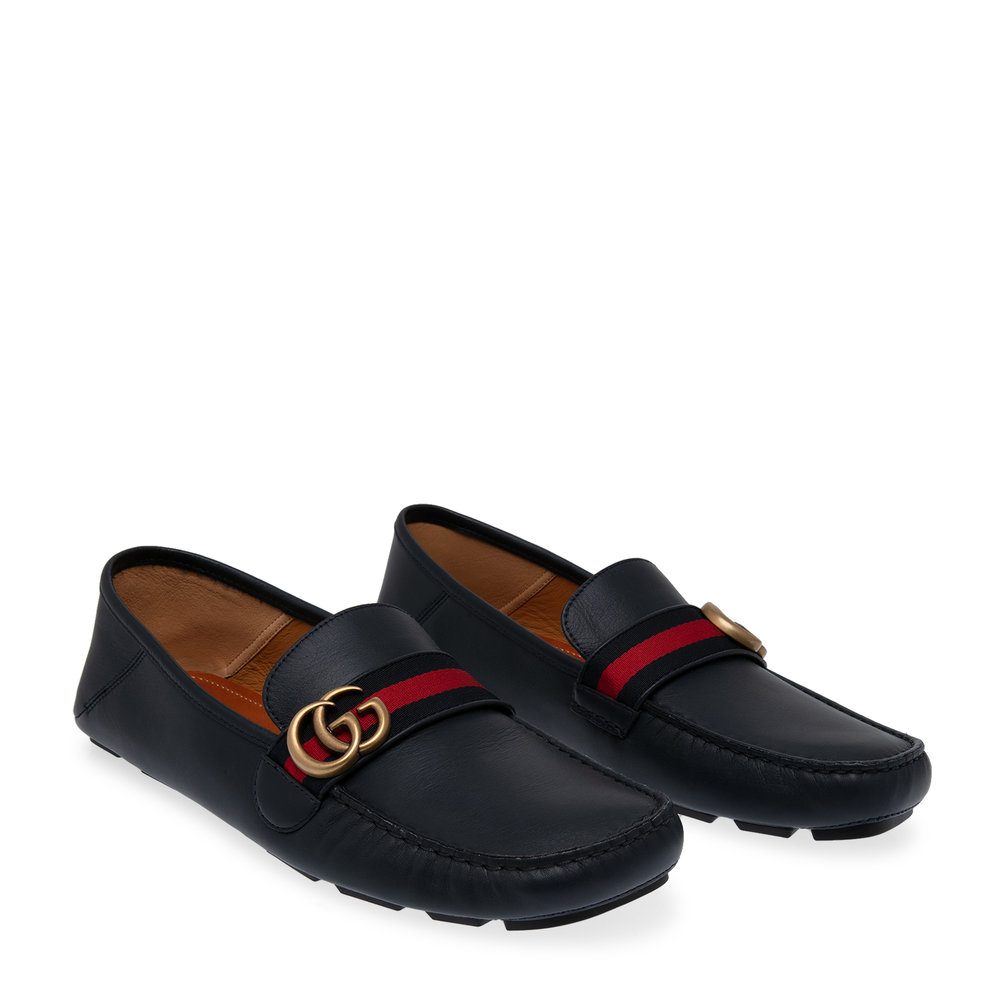 

Web leather driver loafers, Blue