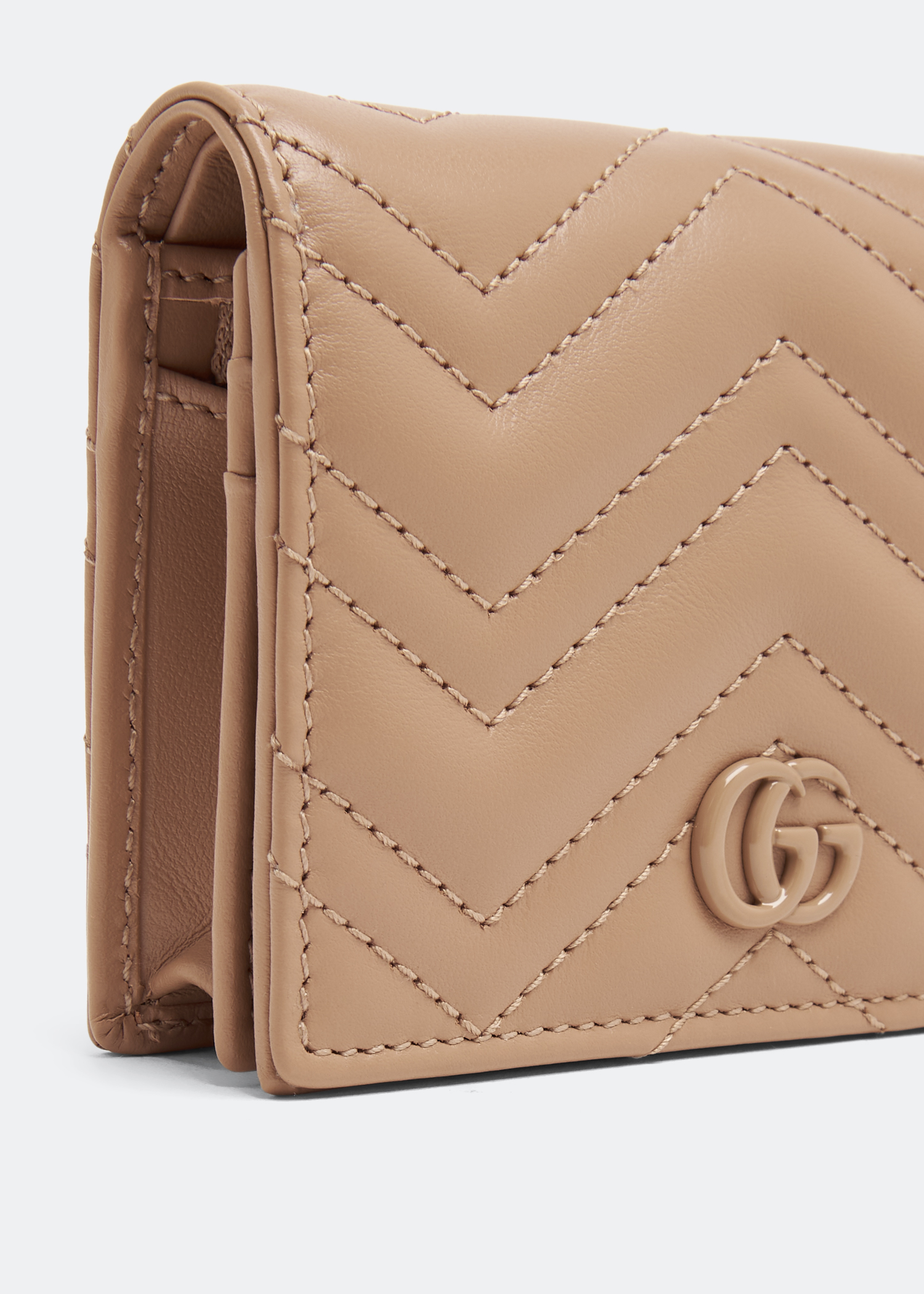 

GG Marmont matelassé card case wallet, Beige
