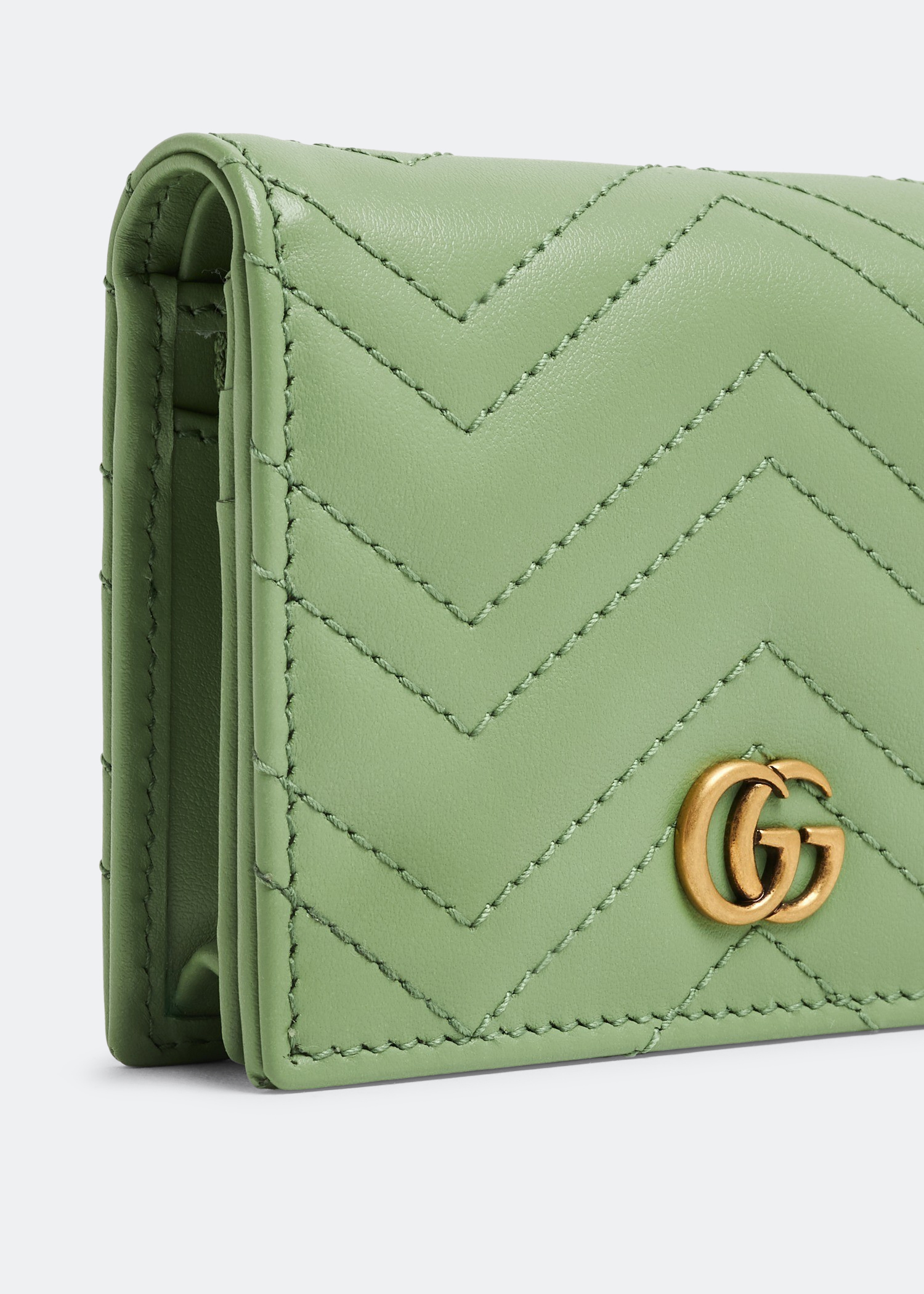 

GG Marmont matelassé card case wallet, Green
