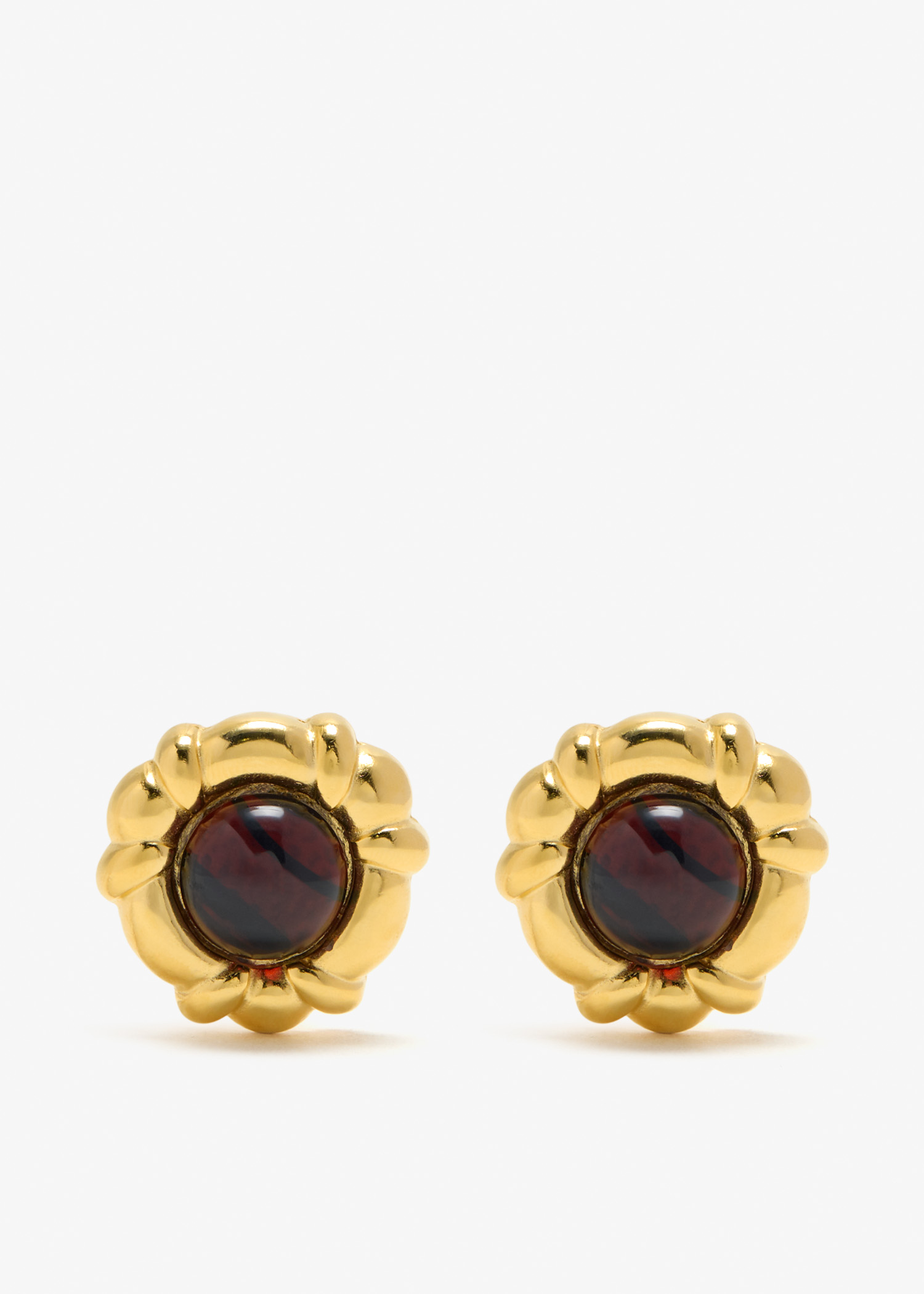 

Tortoise stone earrings, Brown