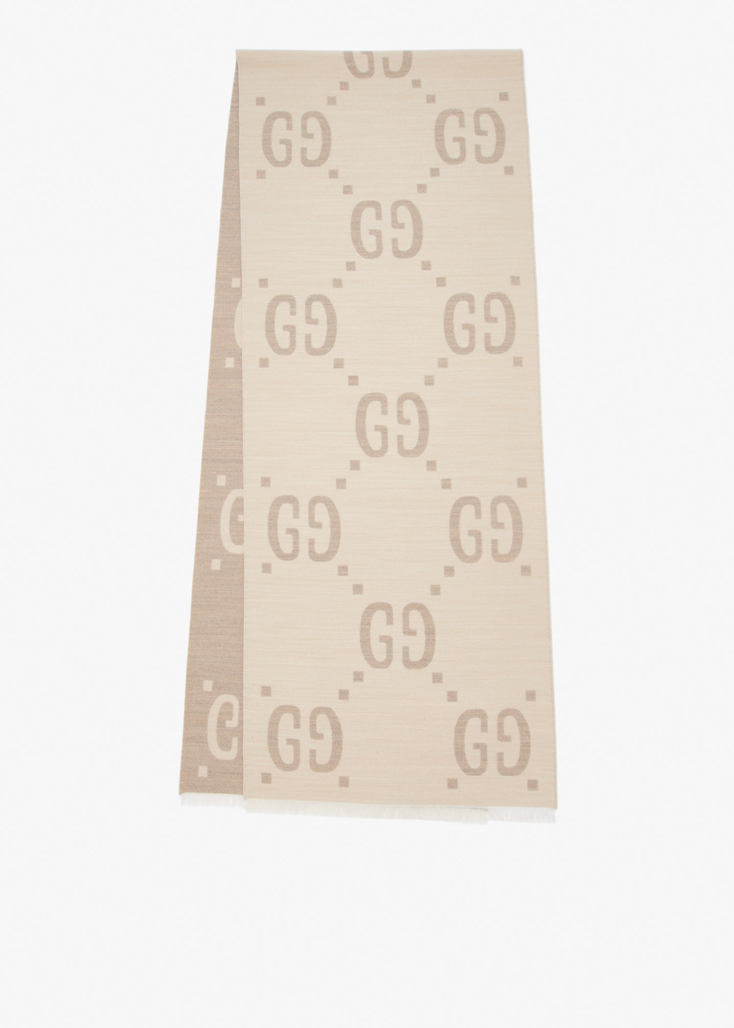 

GG jacquard wool silk scarf, Cream