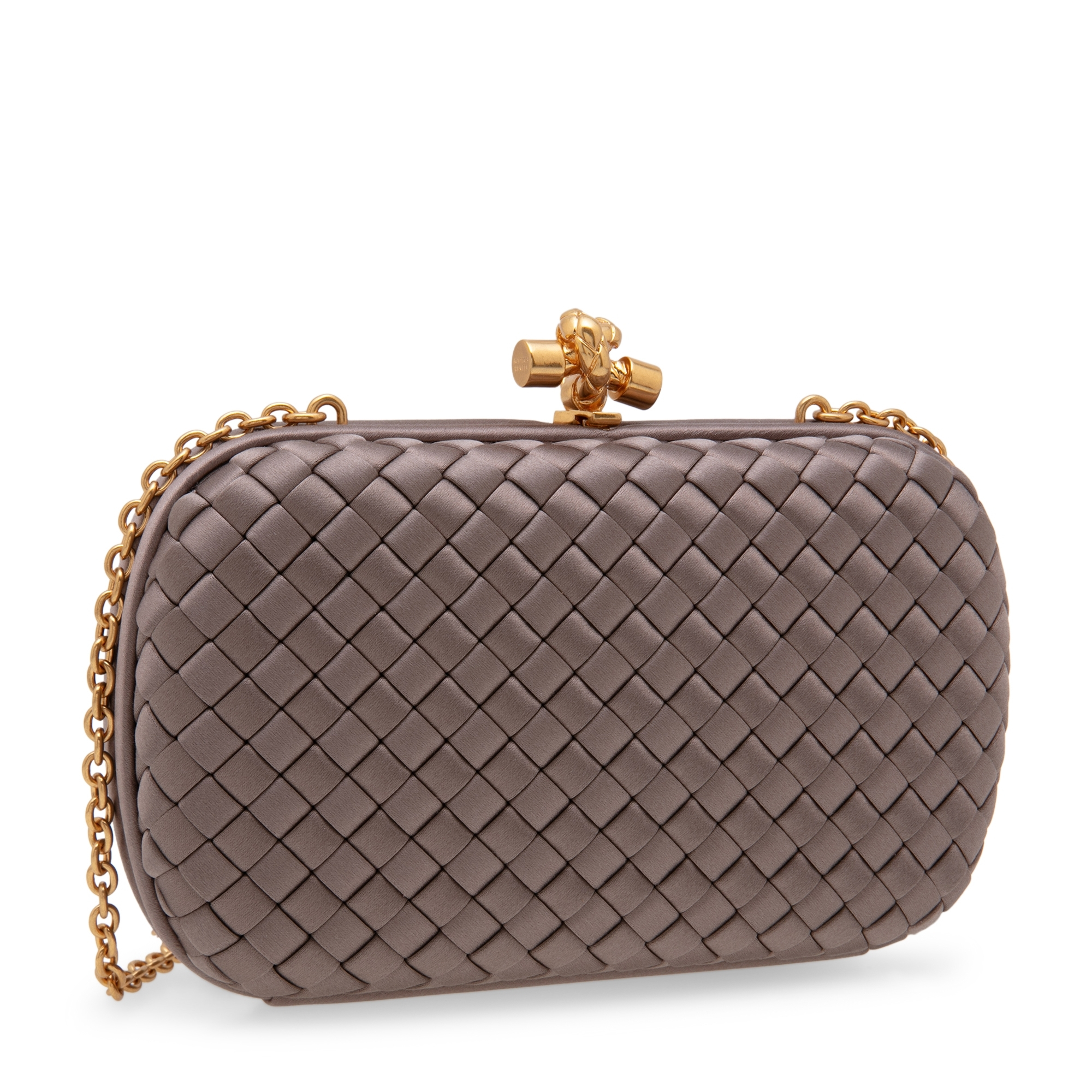 

Chain knot clutch, Brown