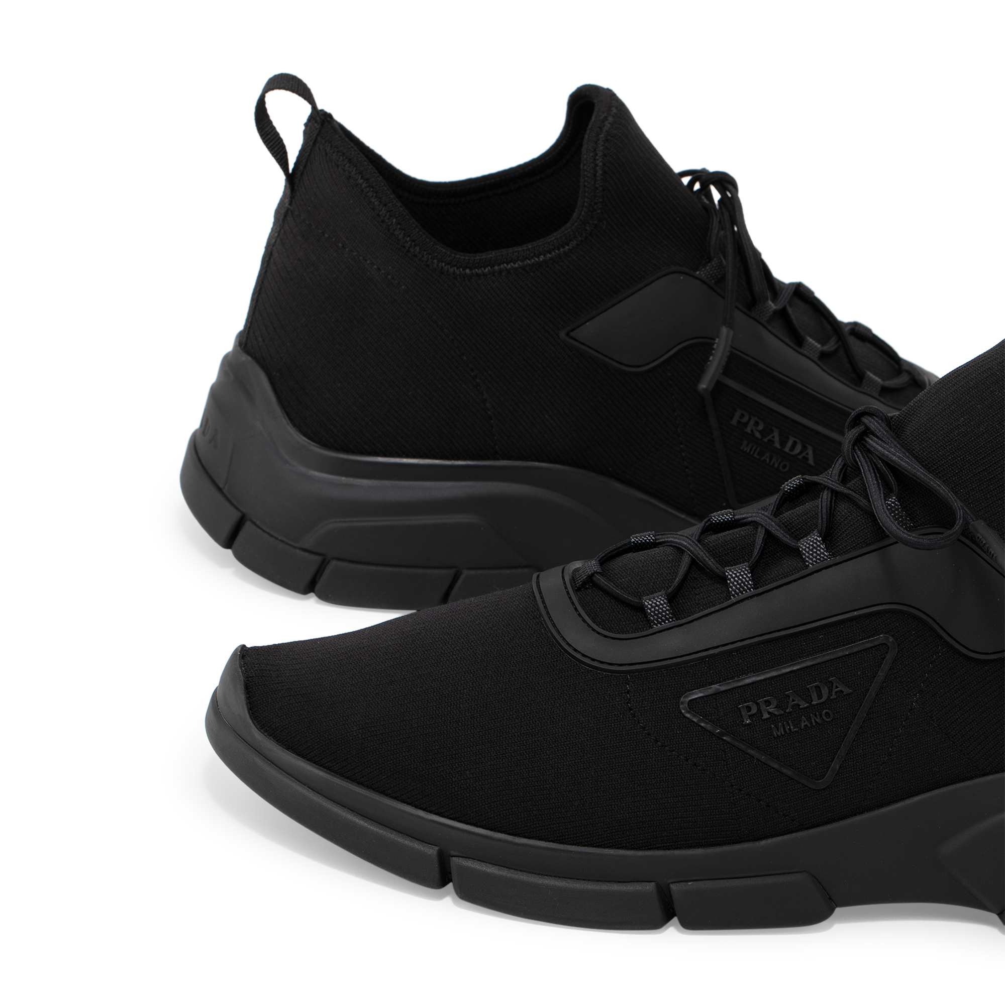 

Knit fabric sneakers, Black