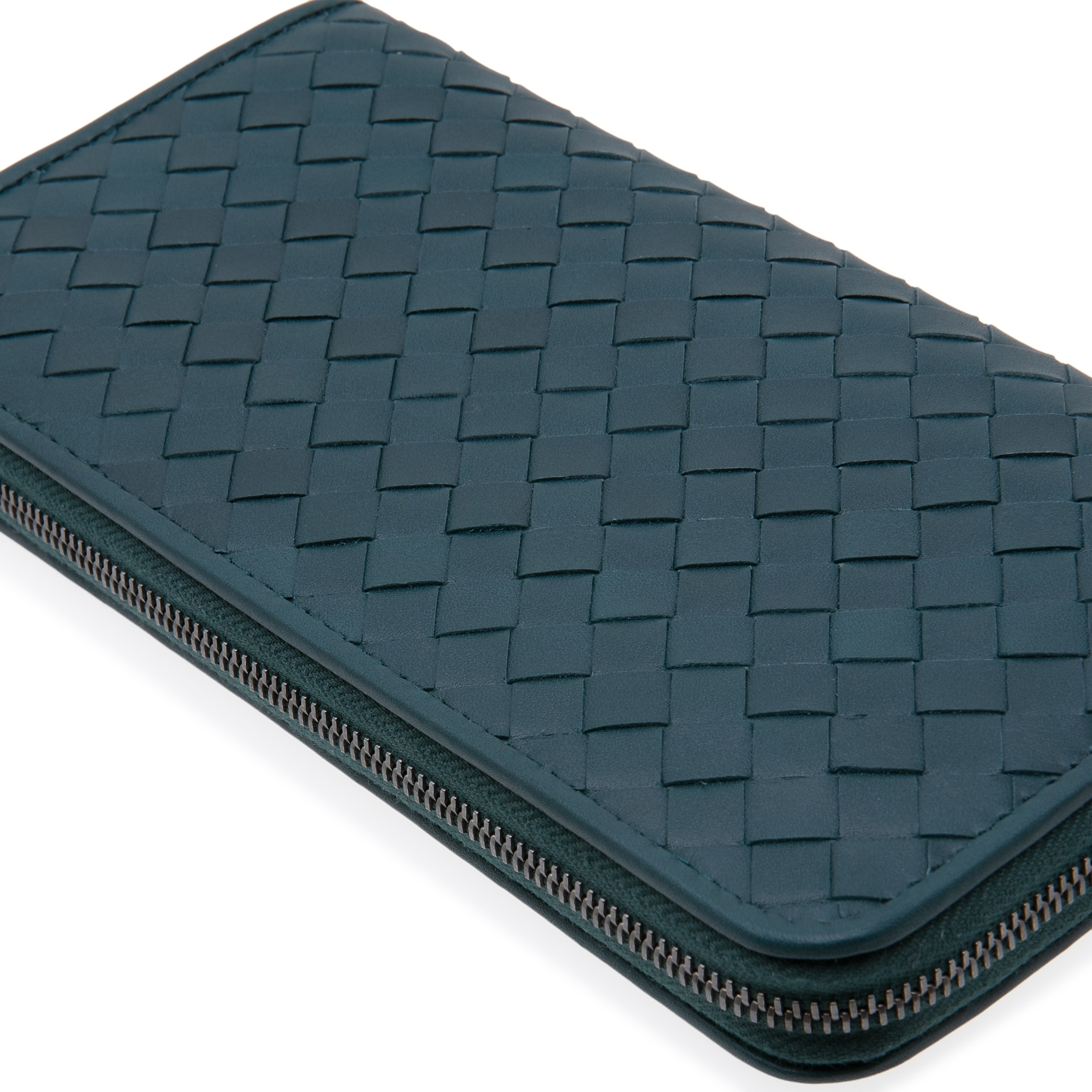 

Intrecciato zip-around wallet, Blue