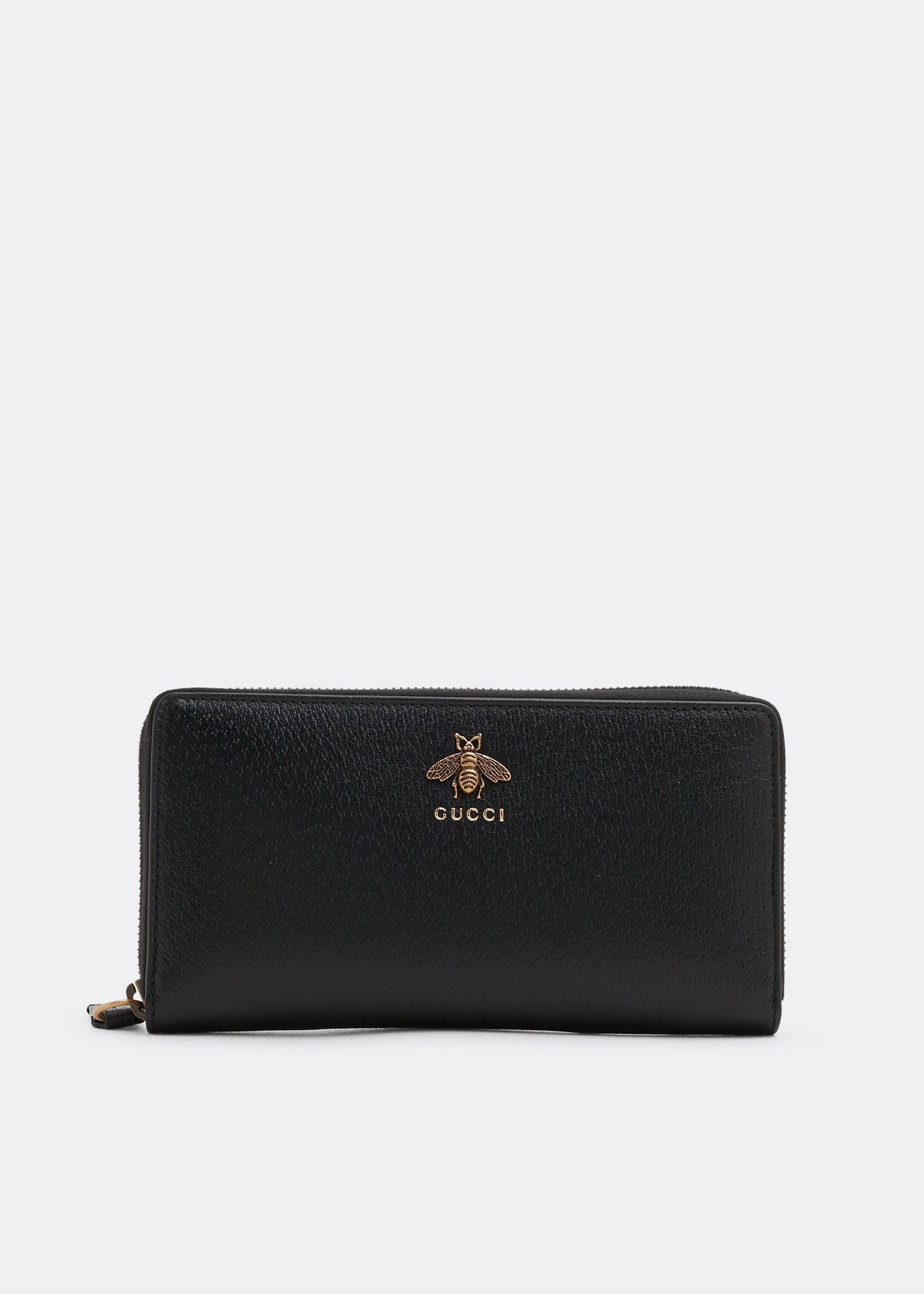 

Animalier leather zip around wallet, Black