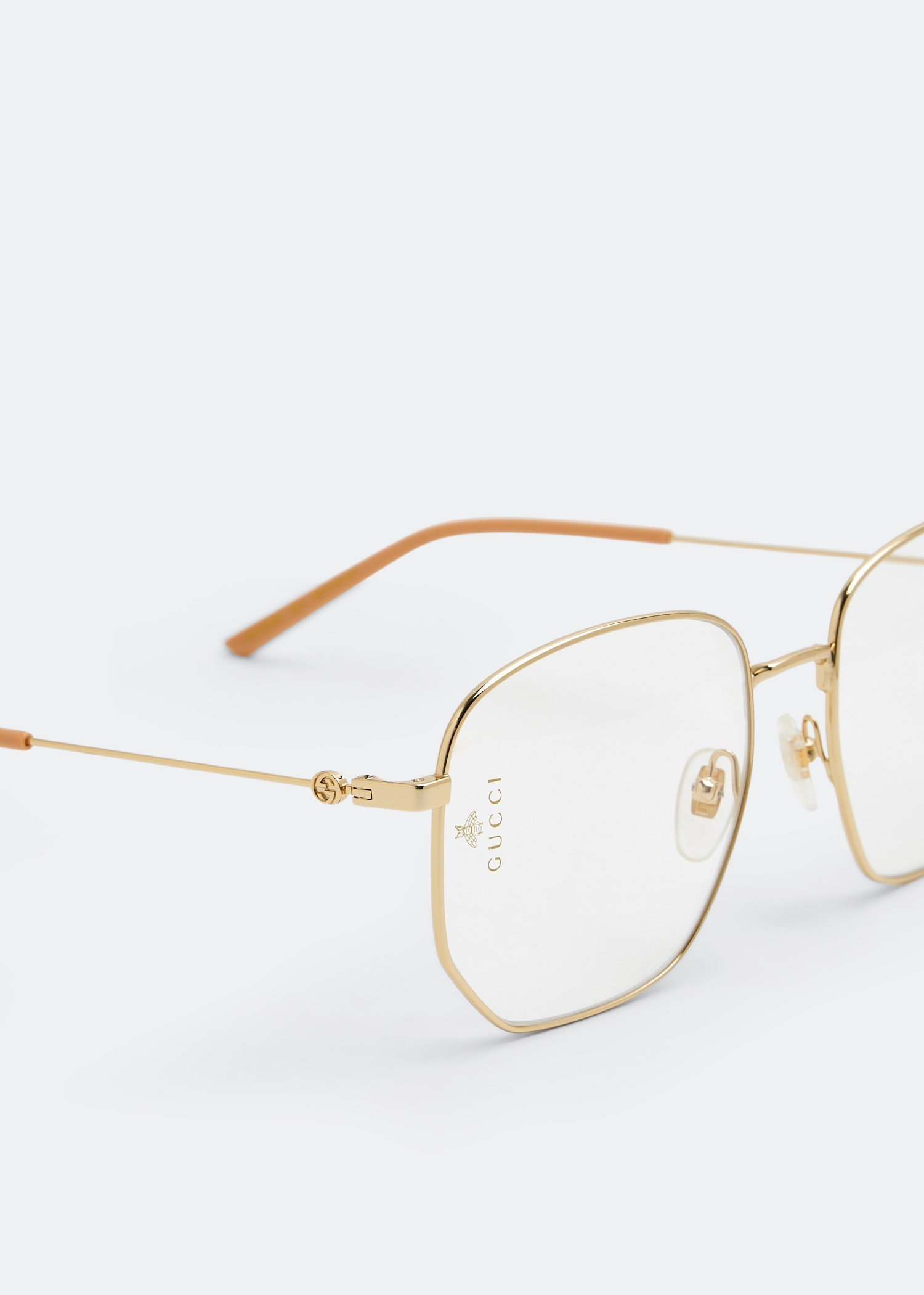 

Rectangular-frame metal sunglasses, Gold