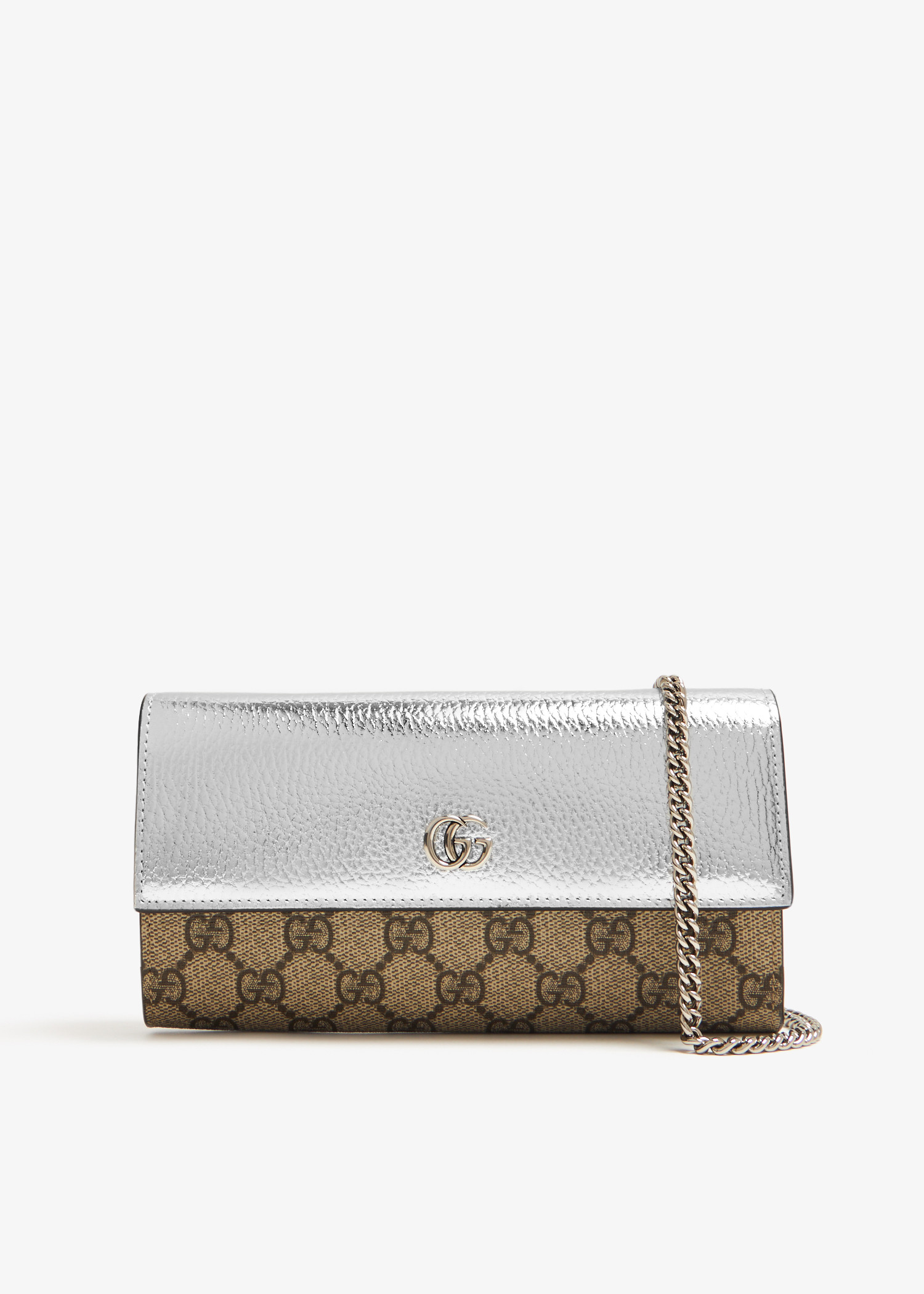 

GG Marmont chain wallet, Silver